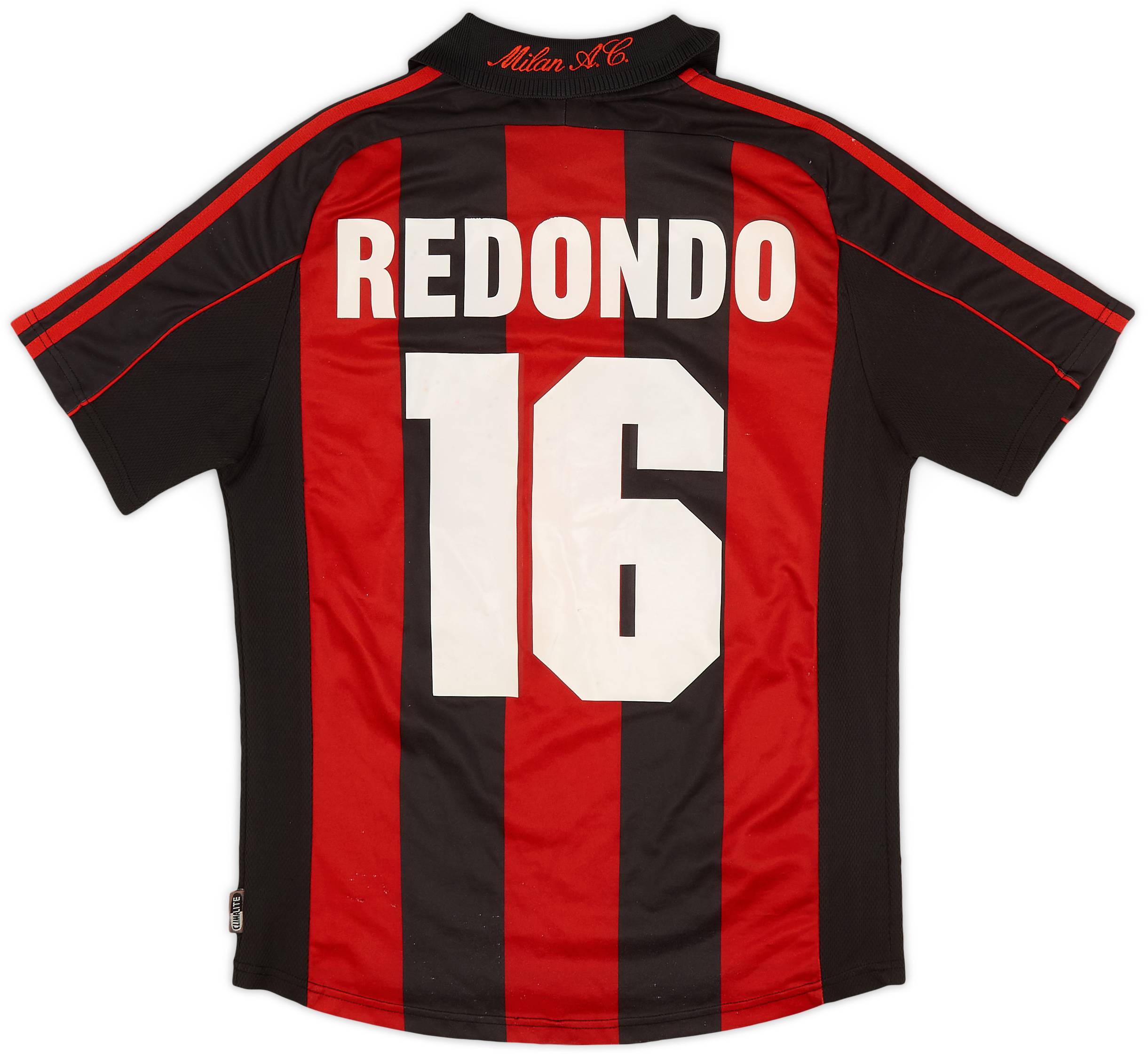 2000-02 AC Milan Home Shirt Redondo #16 - 7/10 - (XL.Boys)