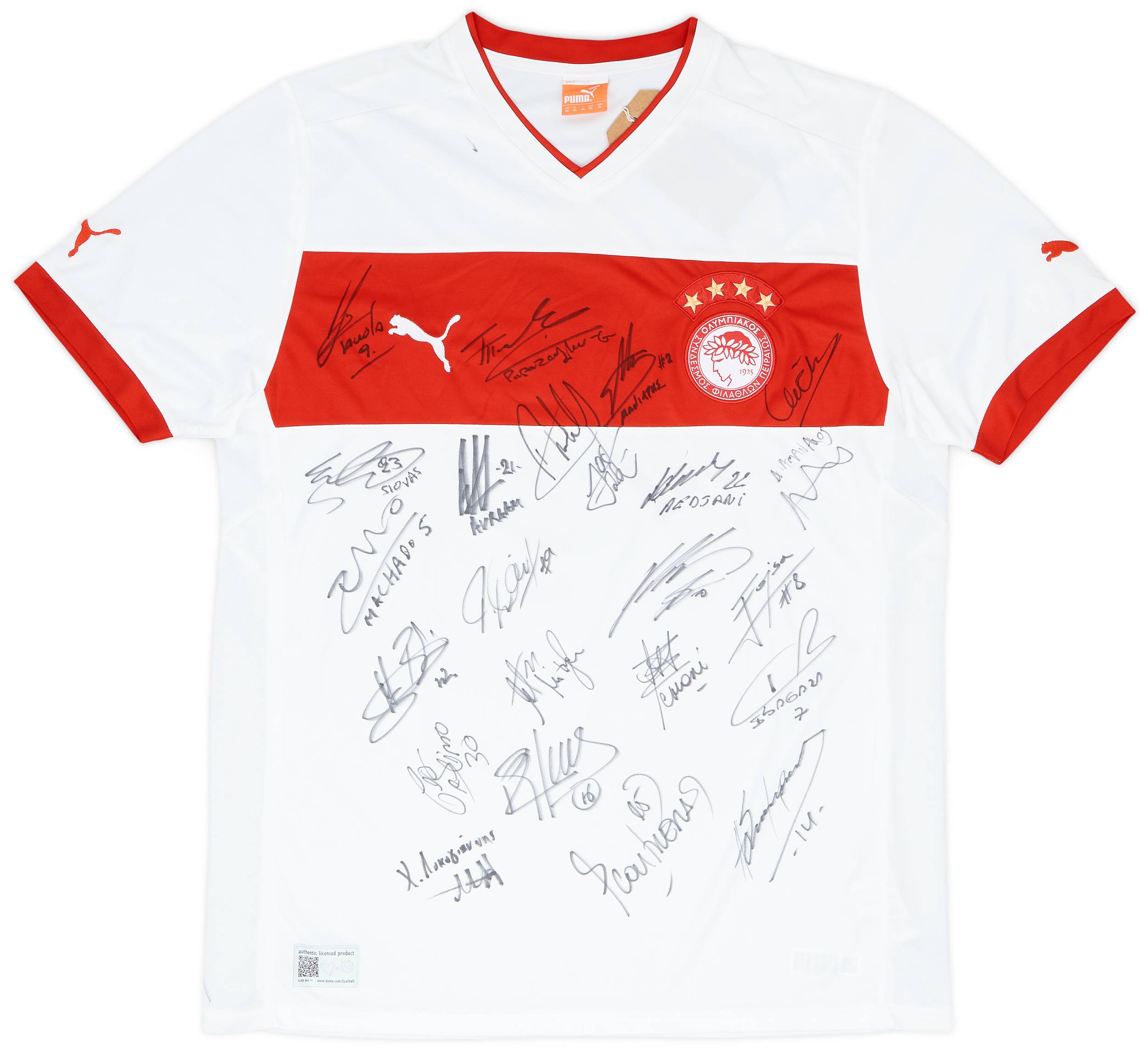 2013 Olympiacos Match Issue 'Gerrard Testimonial' Squad Signed Away Shirt #4