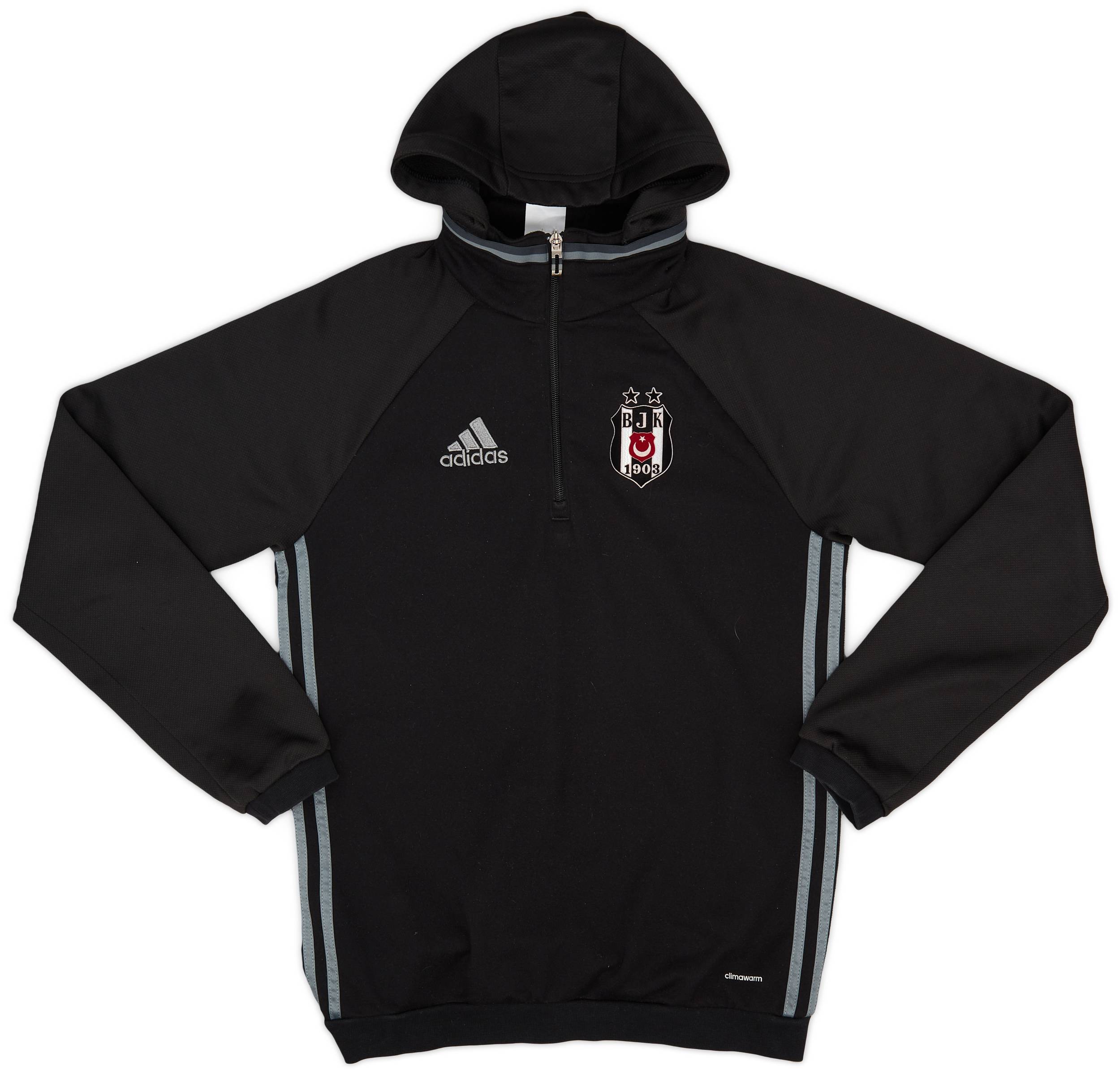 2015 16 Besiktas adidas 1 4 Zip Hooded Top 9 10 S