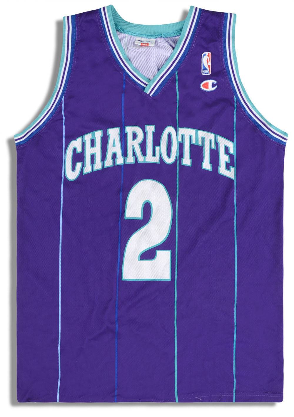 1995-96 Charlotte Hornets Johnson #2 Champion Jersey (Alternate) L