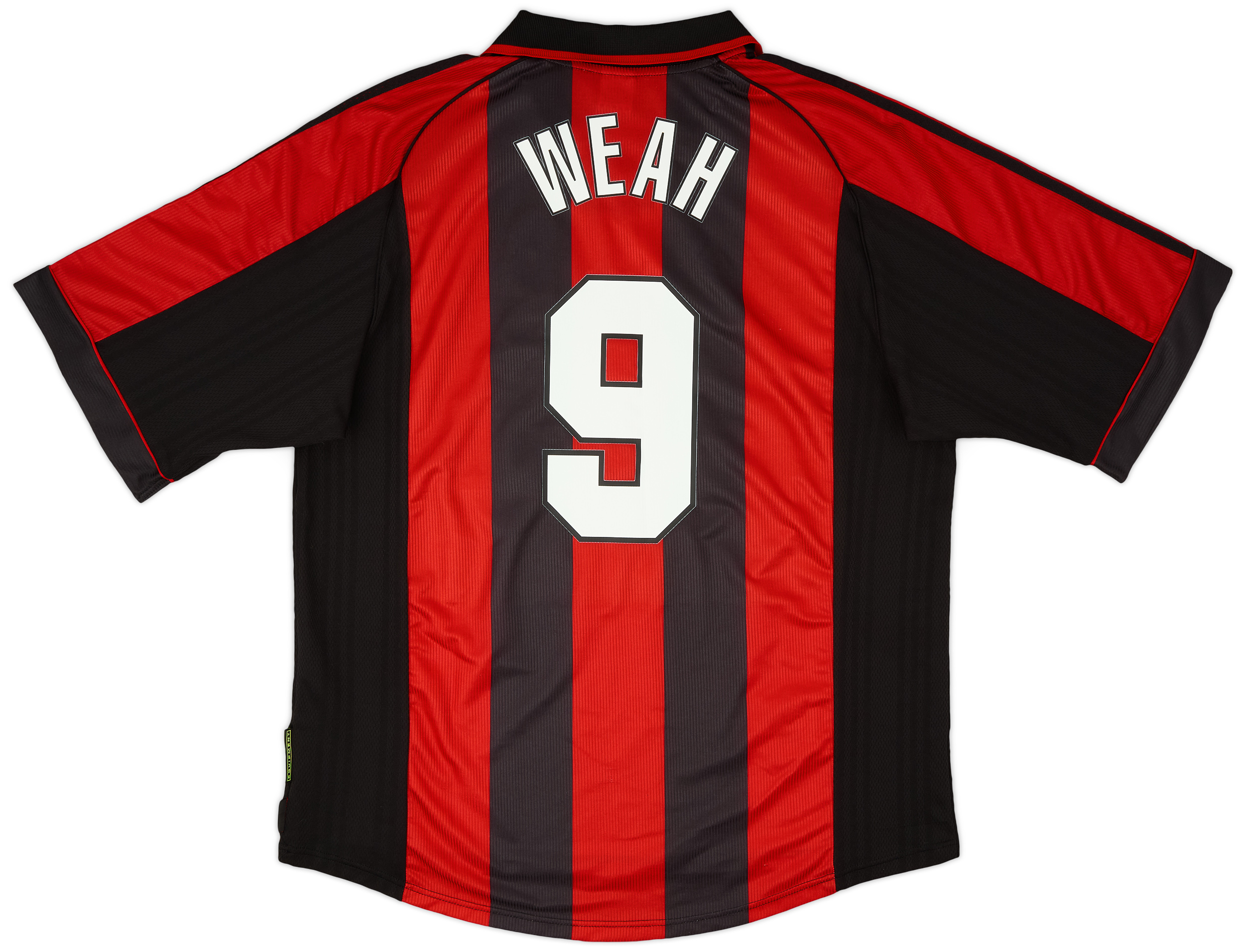 WEAH 9 サッカーレプリカシャツ 1998-00 AC Milan Home Shirt Weah #9 - 9/10 - (XL)