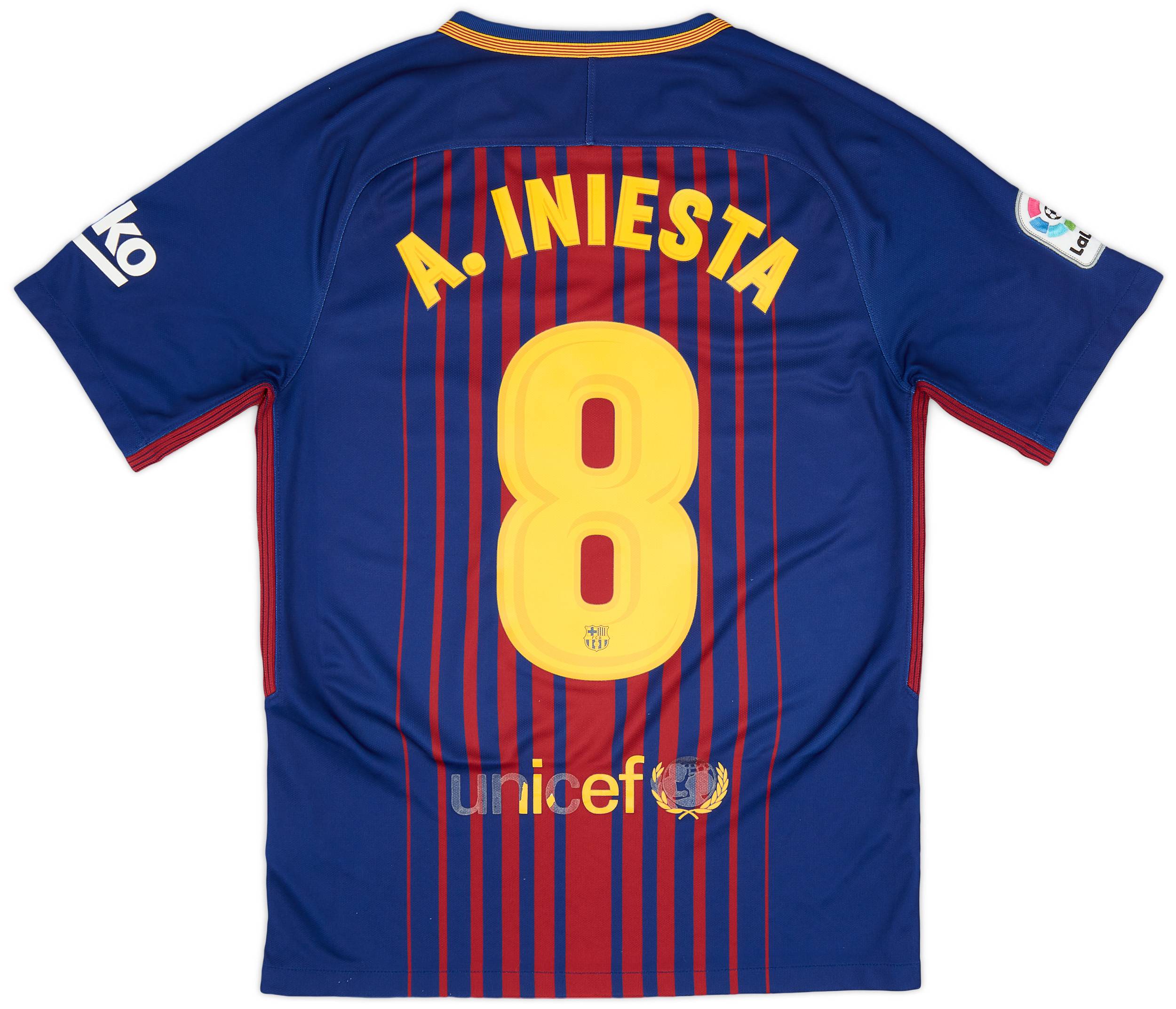 2017-18 Barcelona Home Shirt A.Iniesta #8 - 6/10 - (S)