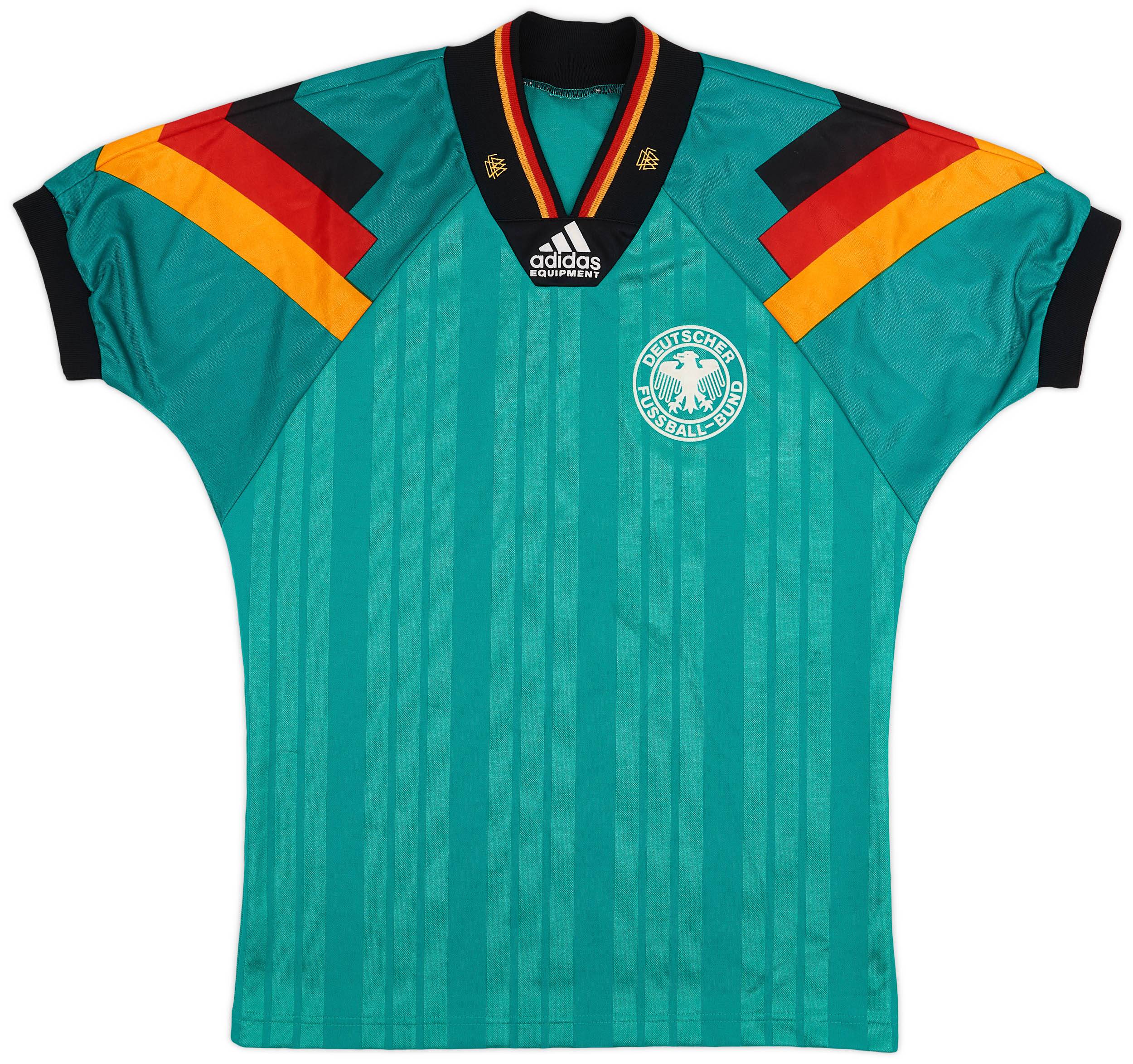 ドイツ代表 1992年 アウェイ ユニフォーム グリーン レトロ adidas 1992-94 Germany Away Shirt - 9/10 - (XL.Boys)