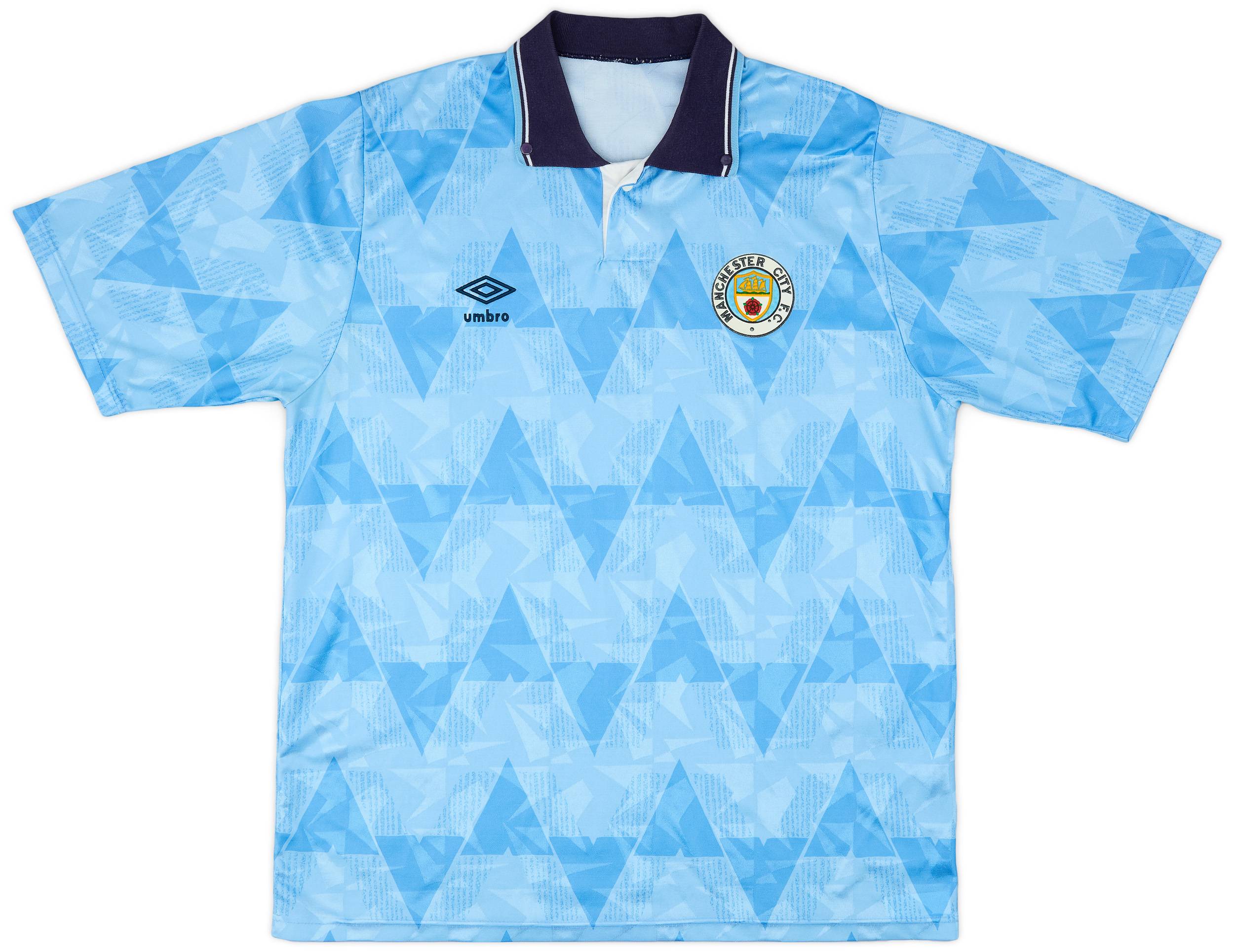 1989-91 Manchester City Home Shirt - 8/10 - (L)