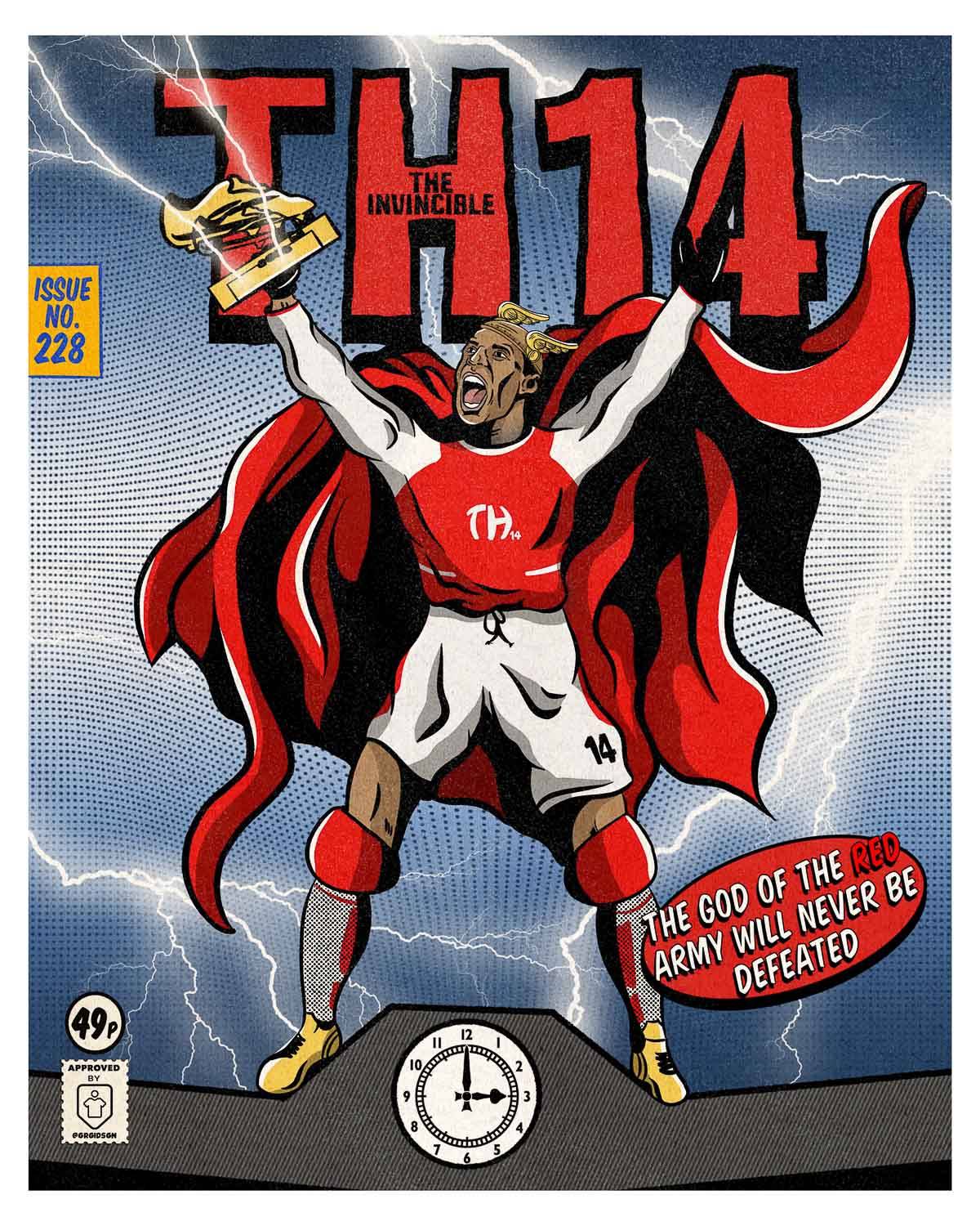 2003-04 Thierry Henry 'TH14' Comic Book Superheroes A3 Print/Poster