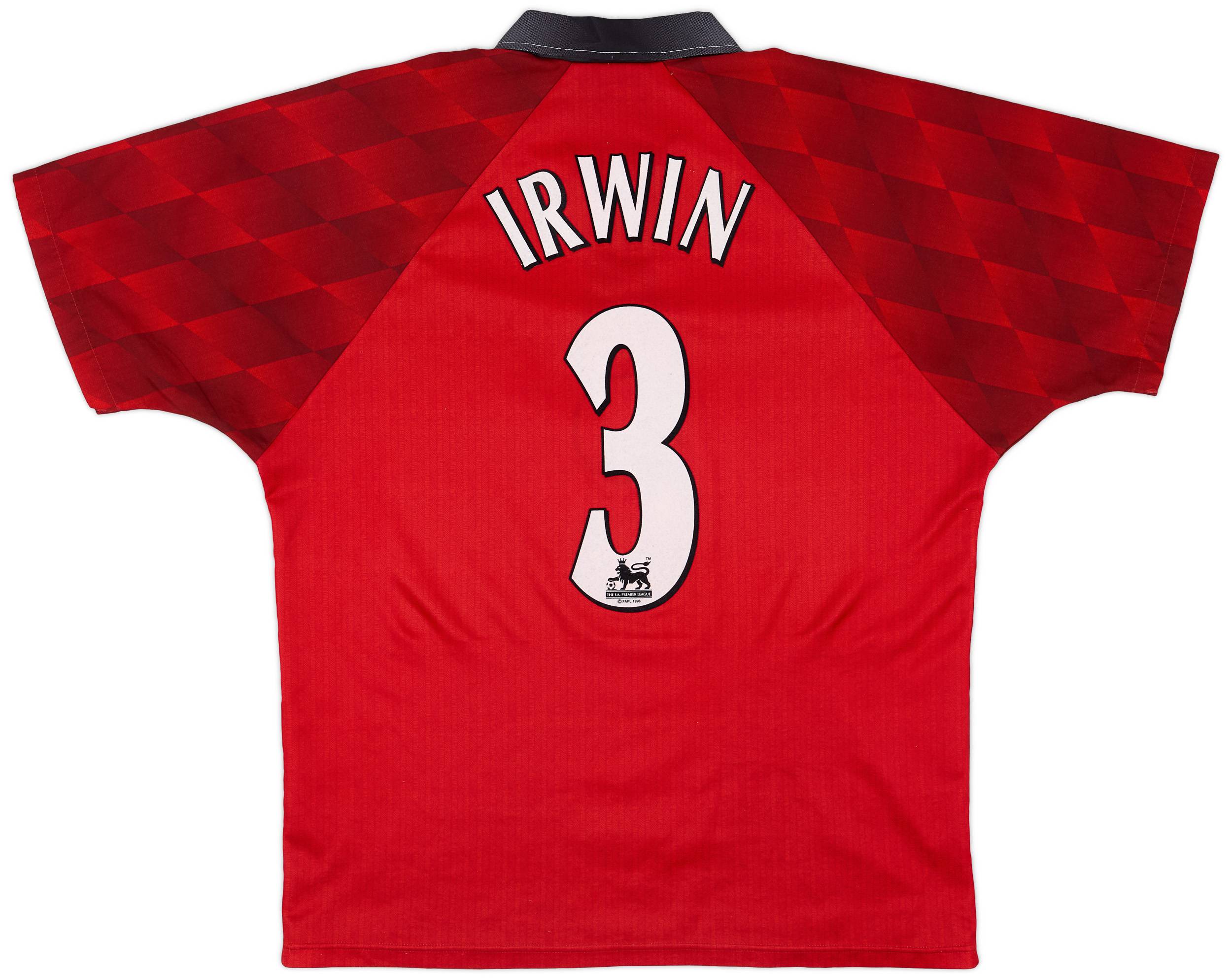 1996-98 Manchester United Home Shirt Irwin #3 - 8/10 - (L)