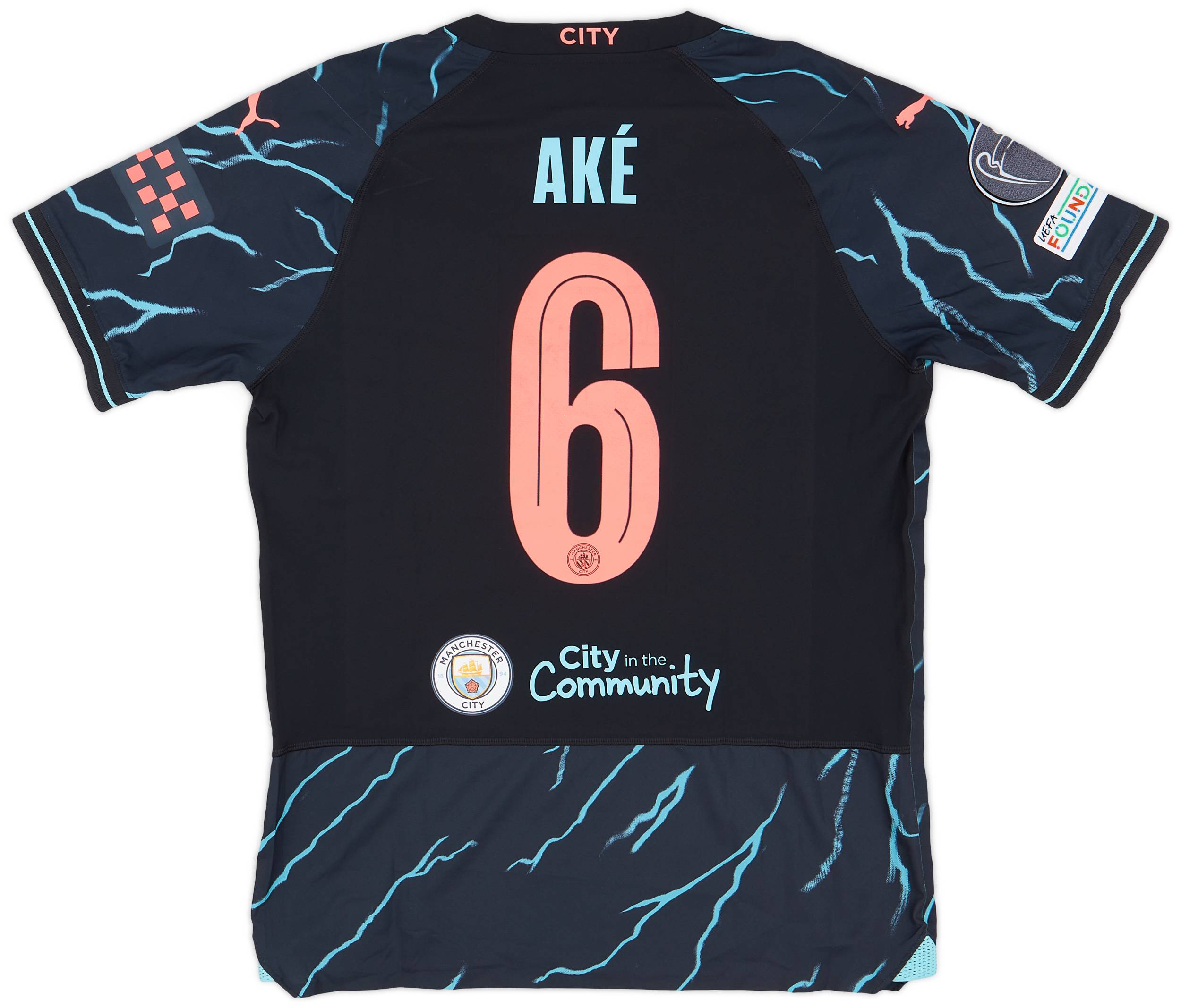 2023-24 Manchester City Match Issue Champions League Third Shirt Ake #6