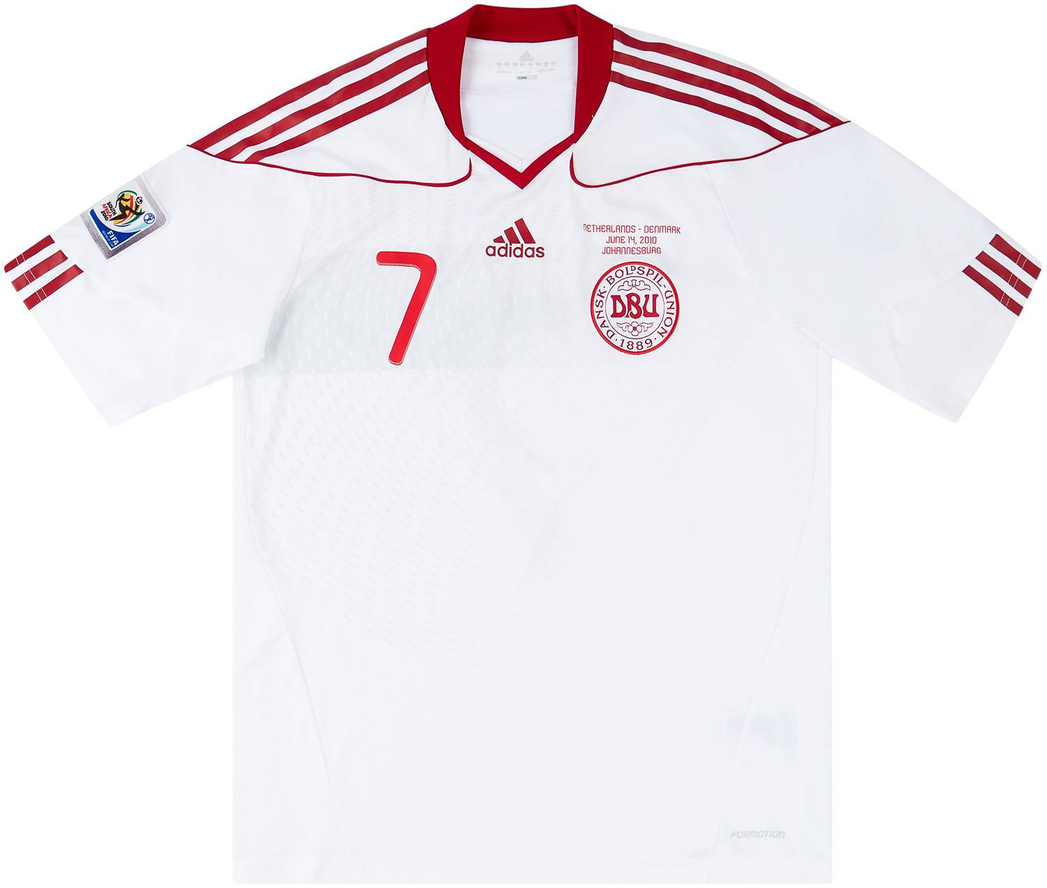 2010 Denmark Match Issue World Cup Away Shirt Jensen #7 (v Holland)