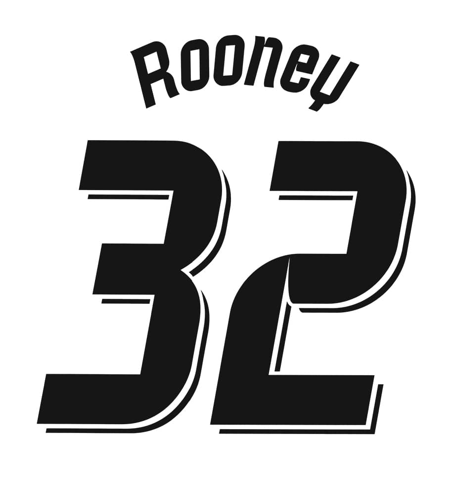 2020-21 Derby County Home Rooney #32 Name Set