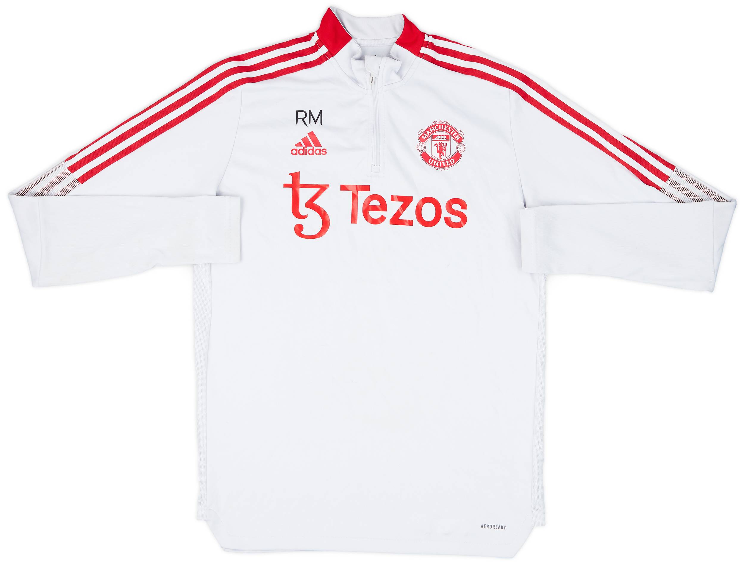 2021-22 Manchester United Staff Issue adidas 1/4 Zip Drill Top RN - 6/10 - (L)