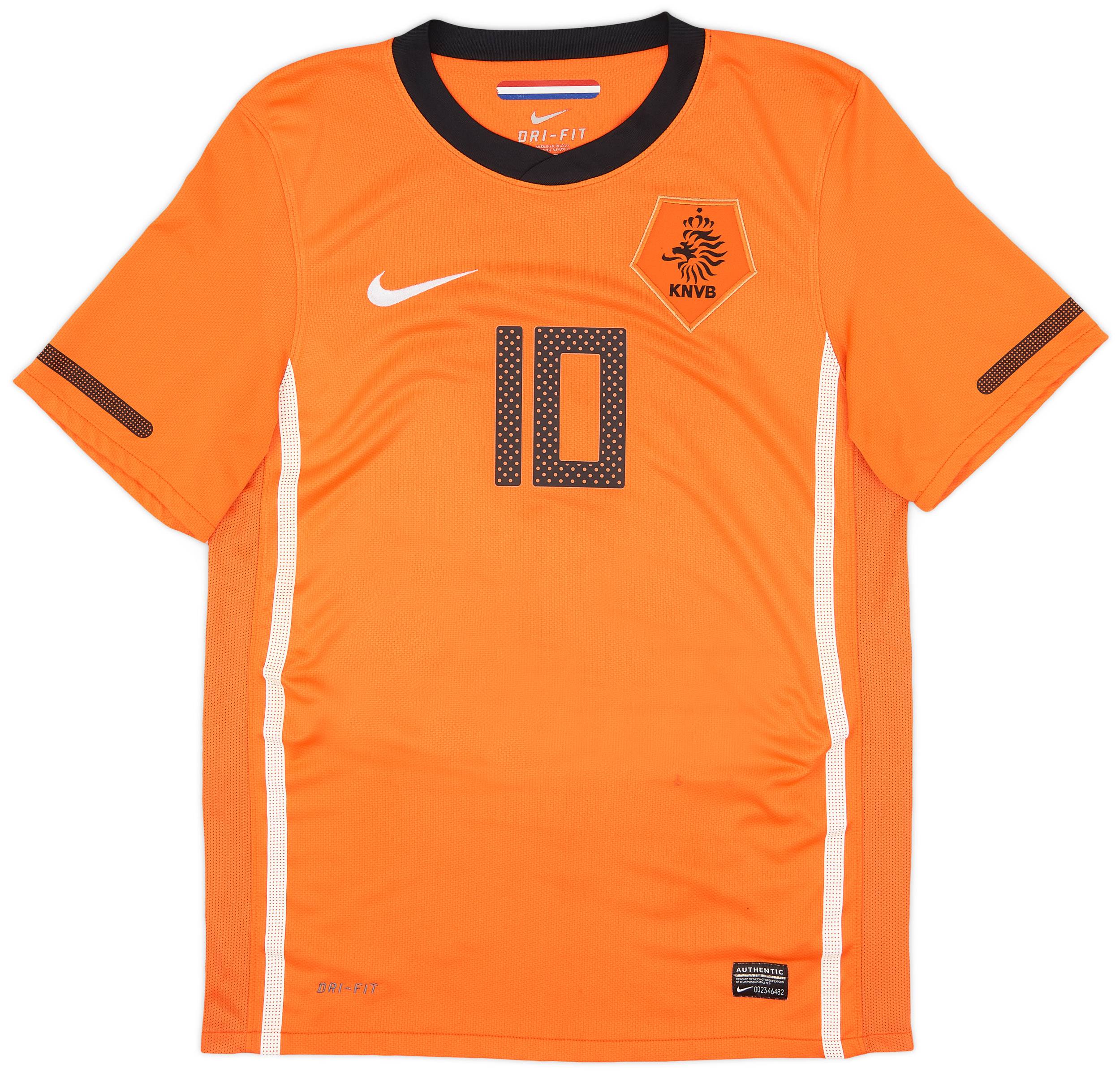 2010 スナイデル SNEIJDER オランダ代表 ユニフォーム ゲームシャツ 2010-11 Netherlands Home Shirt Sneijder #10 - 7/10 - (S)