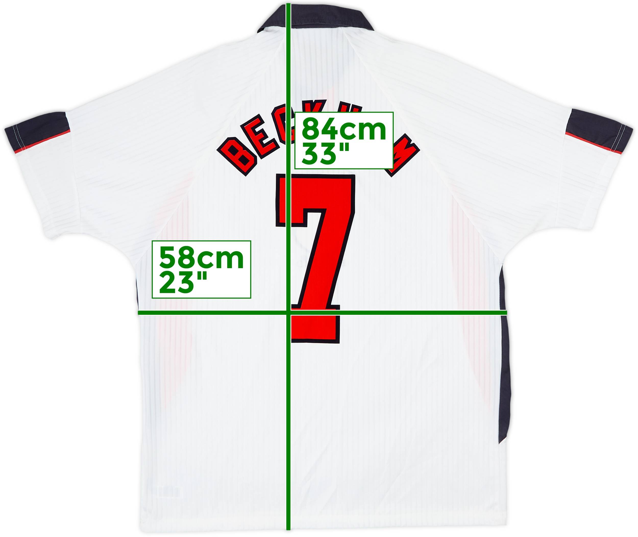 1997-99 England Home Shirt Beckham #7 - 8/10 - (XL)