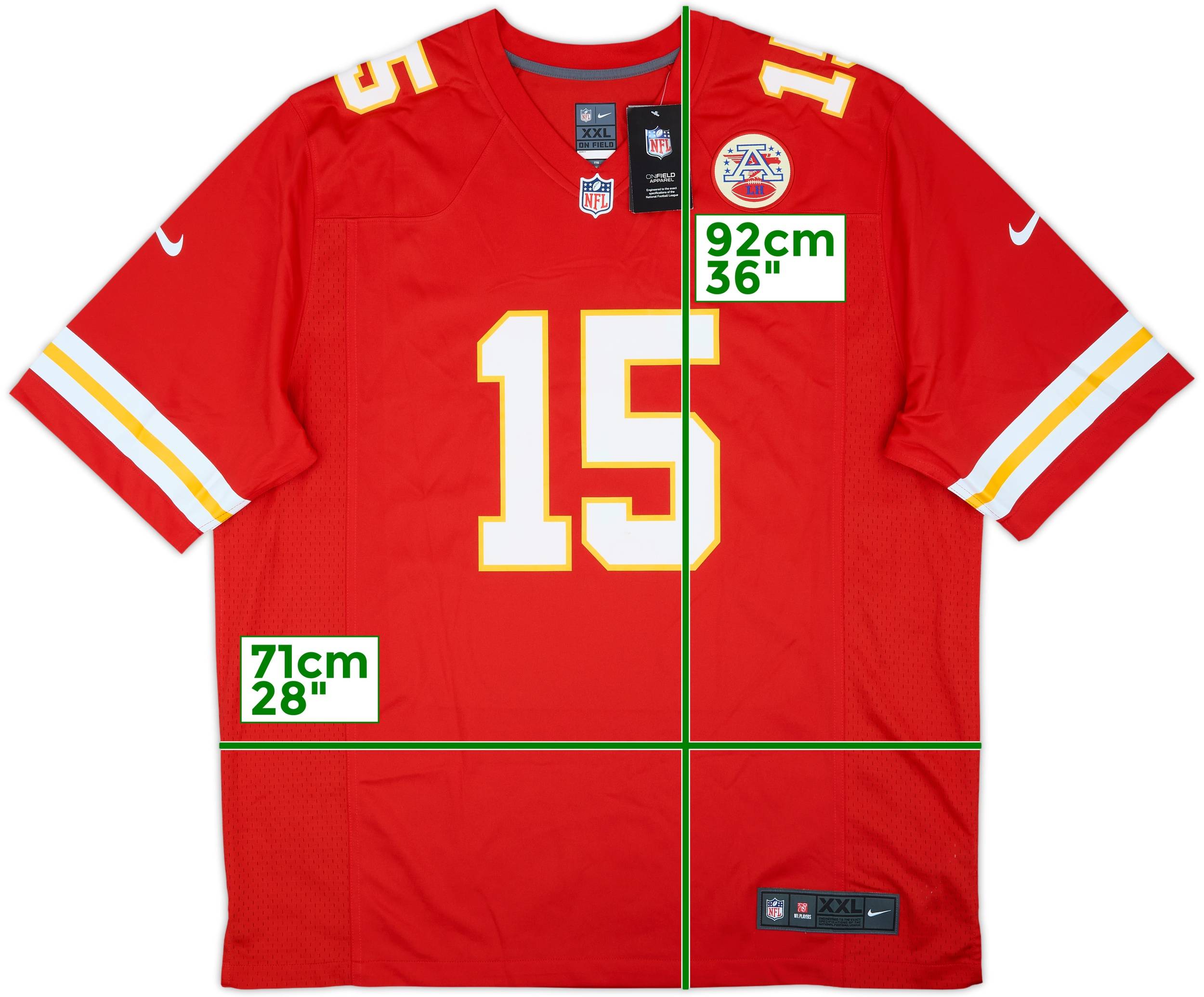 2017-25 Kansas City Chiefs Mahomes #15 Nike Game Home Jersey (XXL)