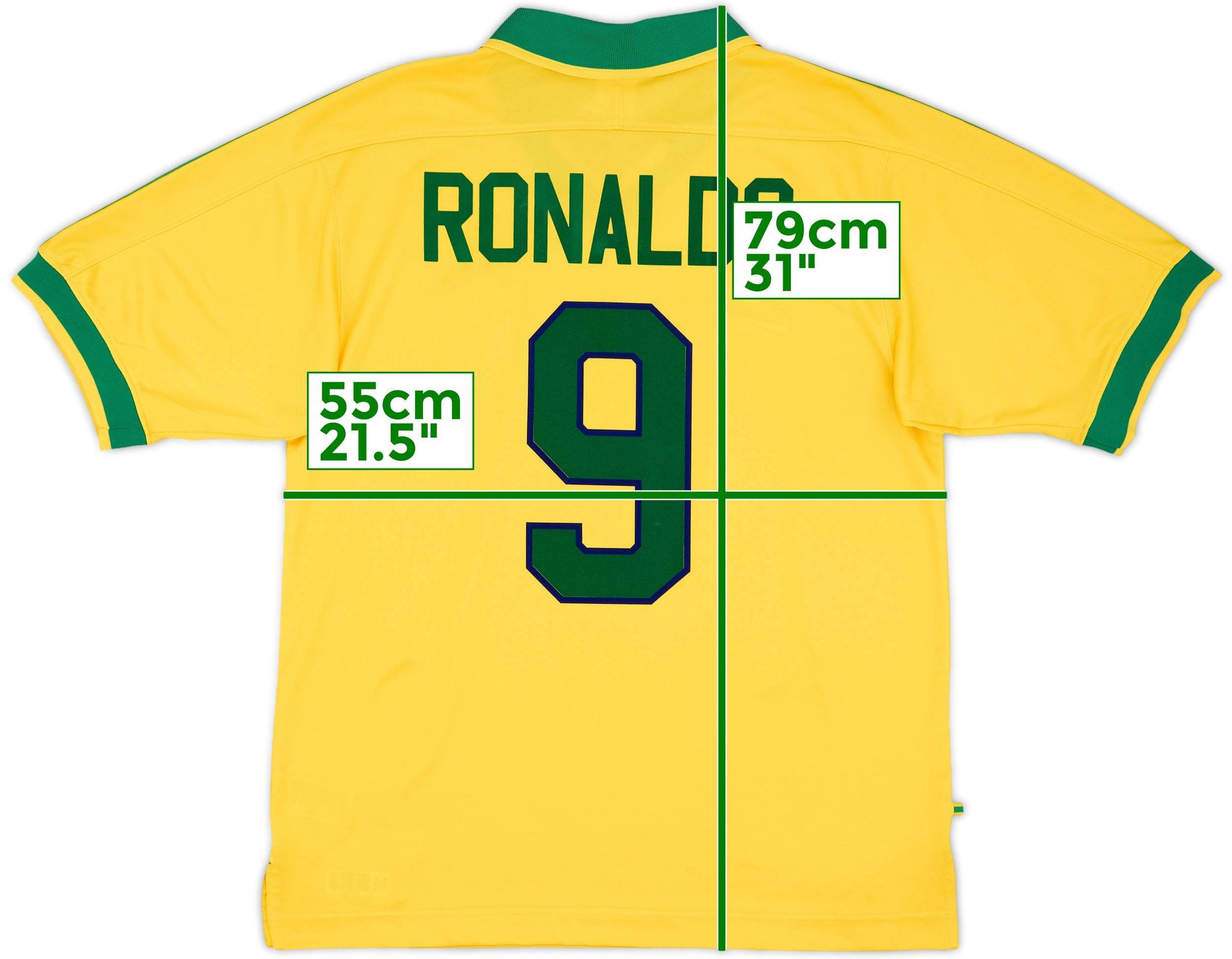 1997-98 Brazil Home Shirt Ronaldo #9 - 9/10 - (L)