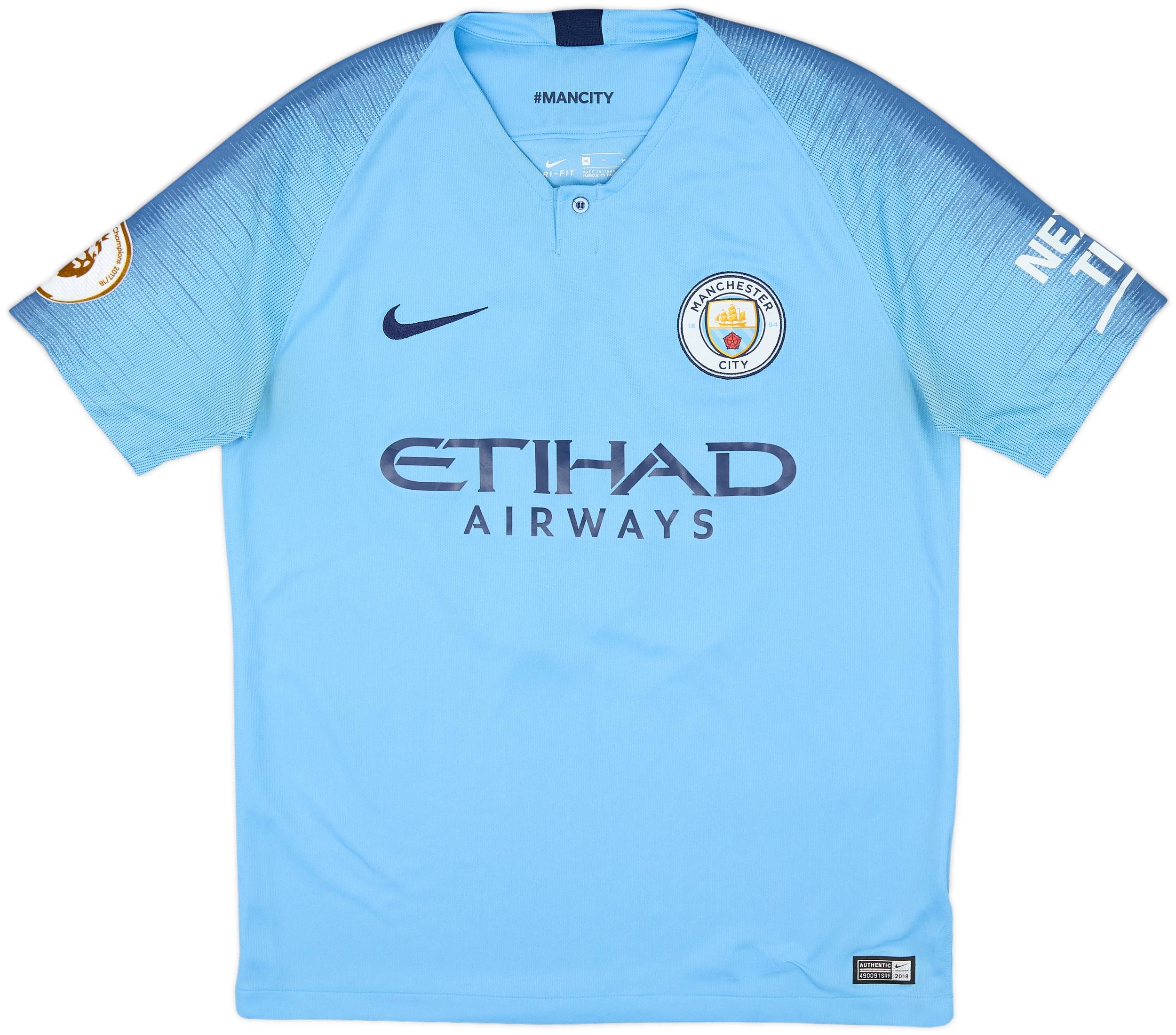 2018-19 Manchester City Home Shirt Kun Aguero #10 - 4/10 - (M)