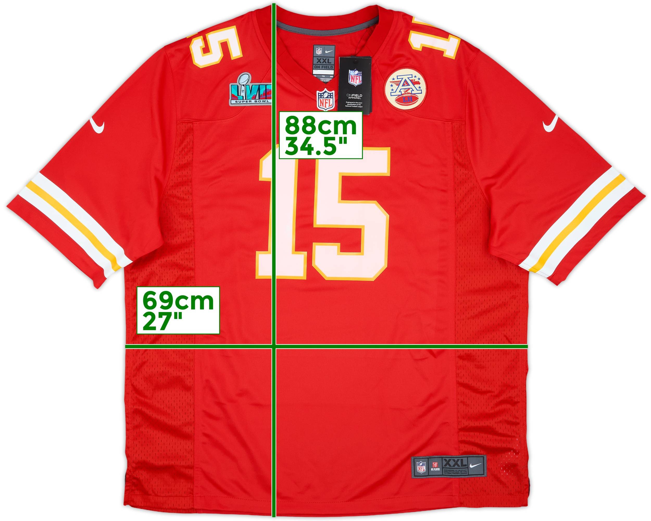 Mahomes Chiefs Super Bowl Jersey Red 2023 Kansas City Chiefs Mahomes #15  Nike Game Home Jersey (XXL)