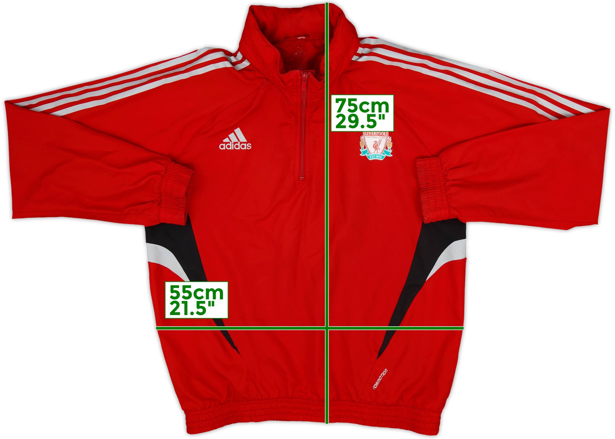 ウェア adidas LIVERPOOL 2008-09 Liverpool adidas 1/4 Zip Hooded Rain Jacket - 8/10 - (M/L)