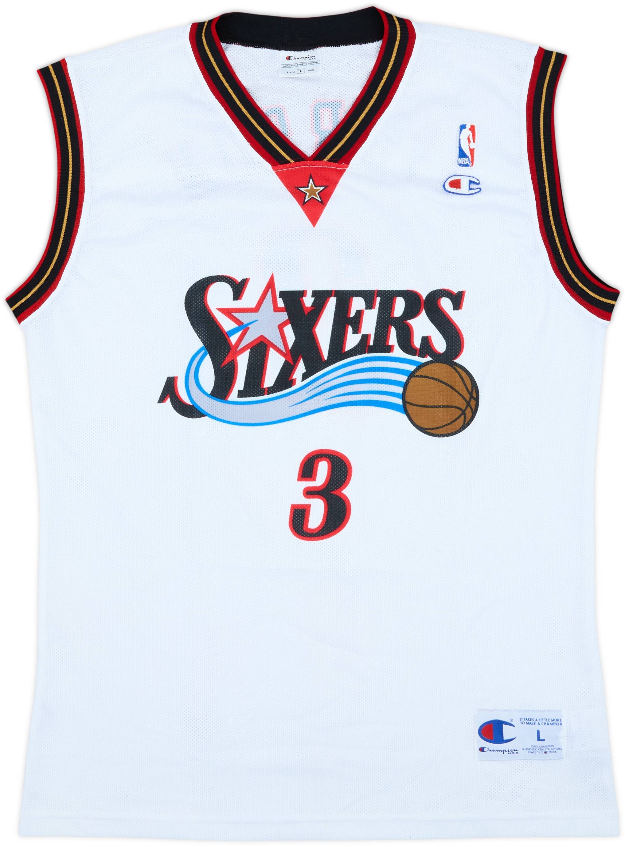 2000-06 Philadelphia 76ers Iverson #3 Champion Home Jersey - 9/10