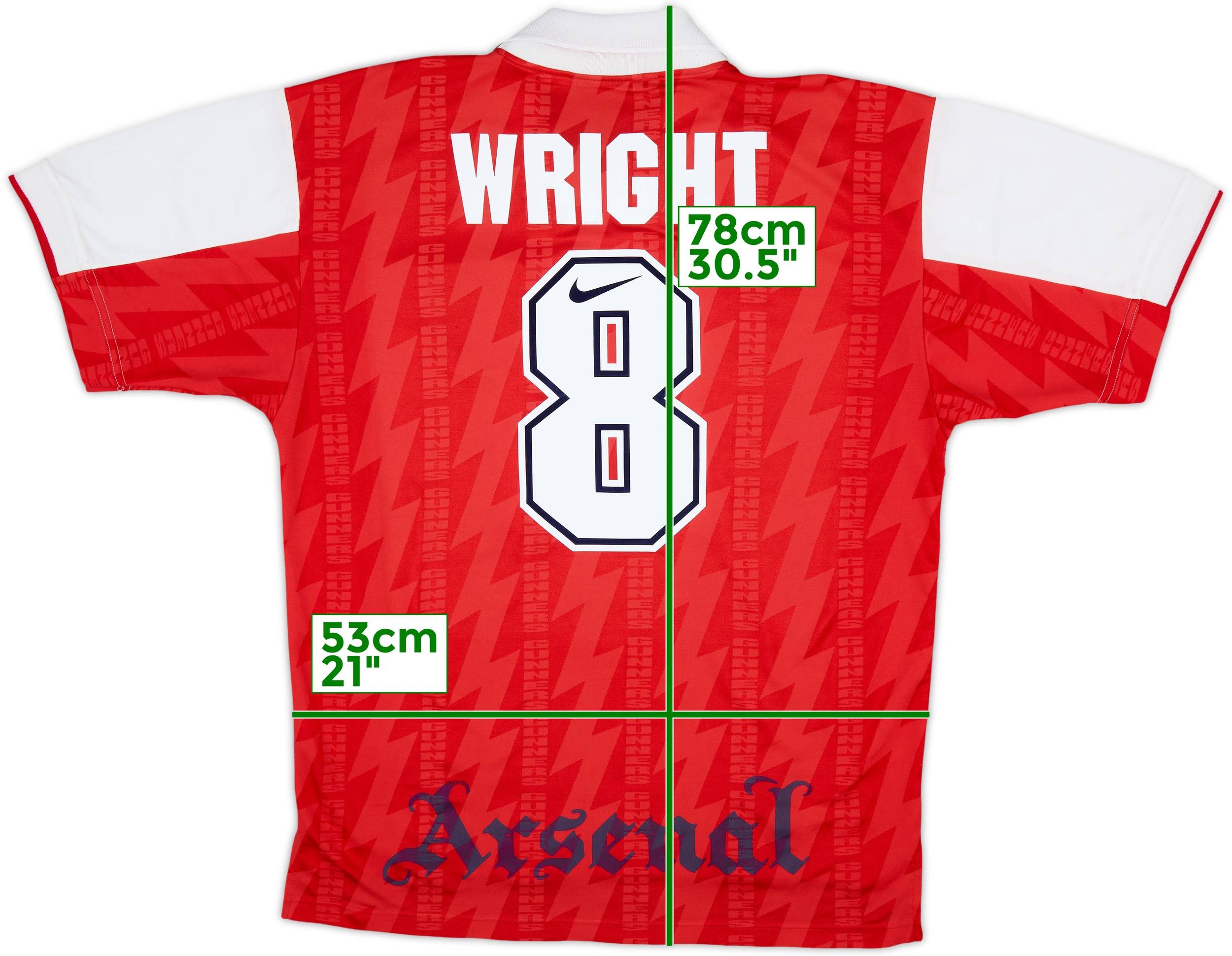 ウェア Arsenal 94 95 96  1994-96 Arsenal Home Shirt Wright #8 - 8/10 - (L)