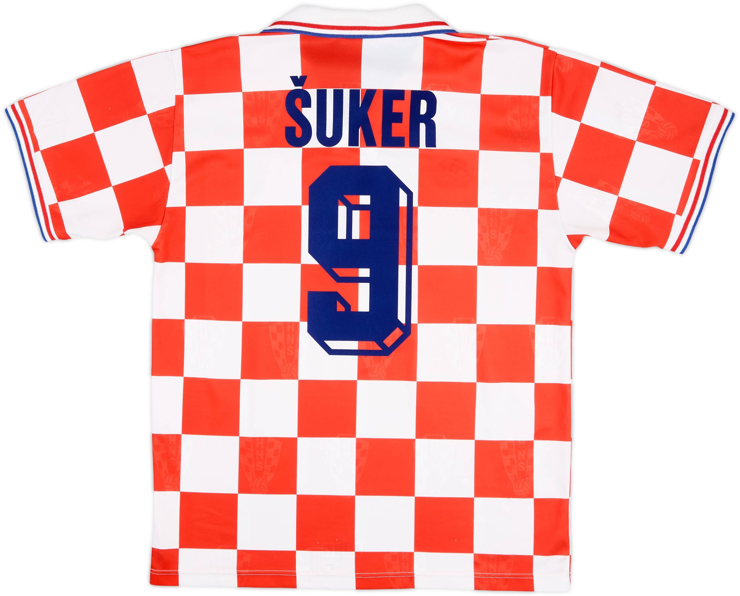 希少　クロアチア代表EURO1996　ホームユニフォーム　Lotto　背番号9 1996-98 Croatia Home Shirt Suker #9 - 7/10 - (L)
