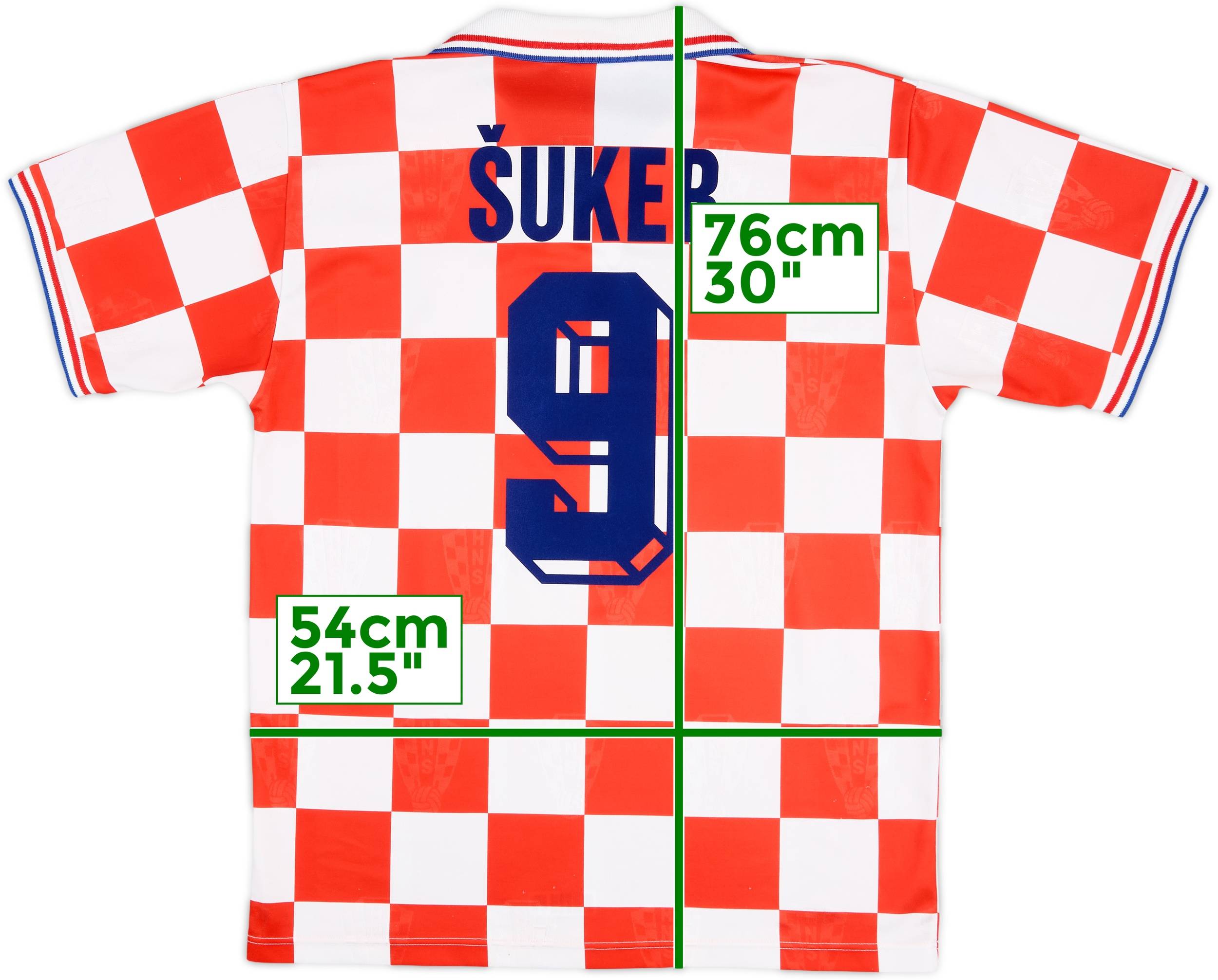 1996-98 Croatia Home Shirt Suker #9 - 7/10 - (L)