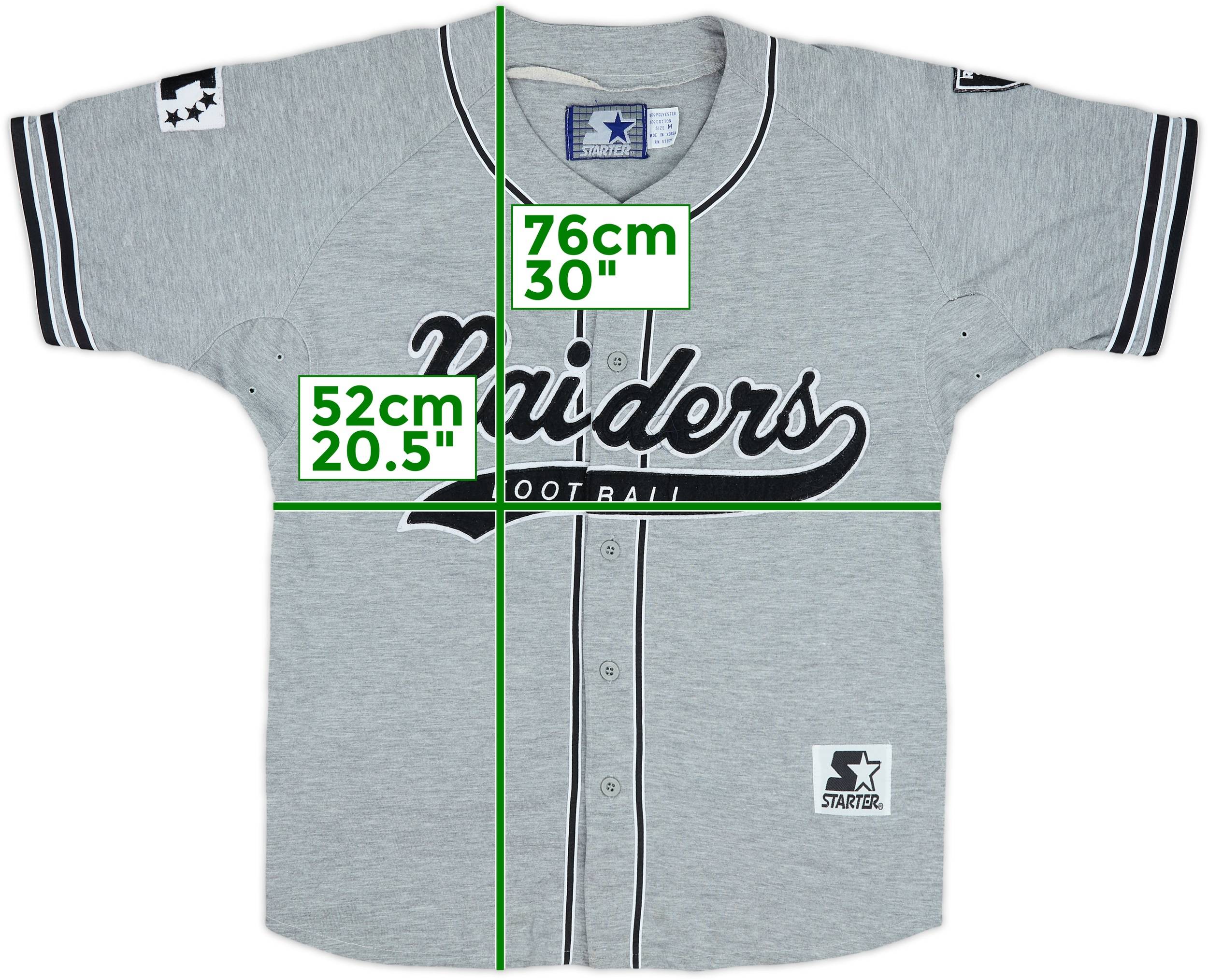 1990-94 Los Angeles Raiders Starter Baseball Jersey - 8/10 - (M)