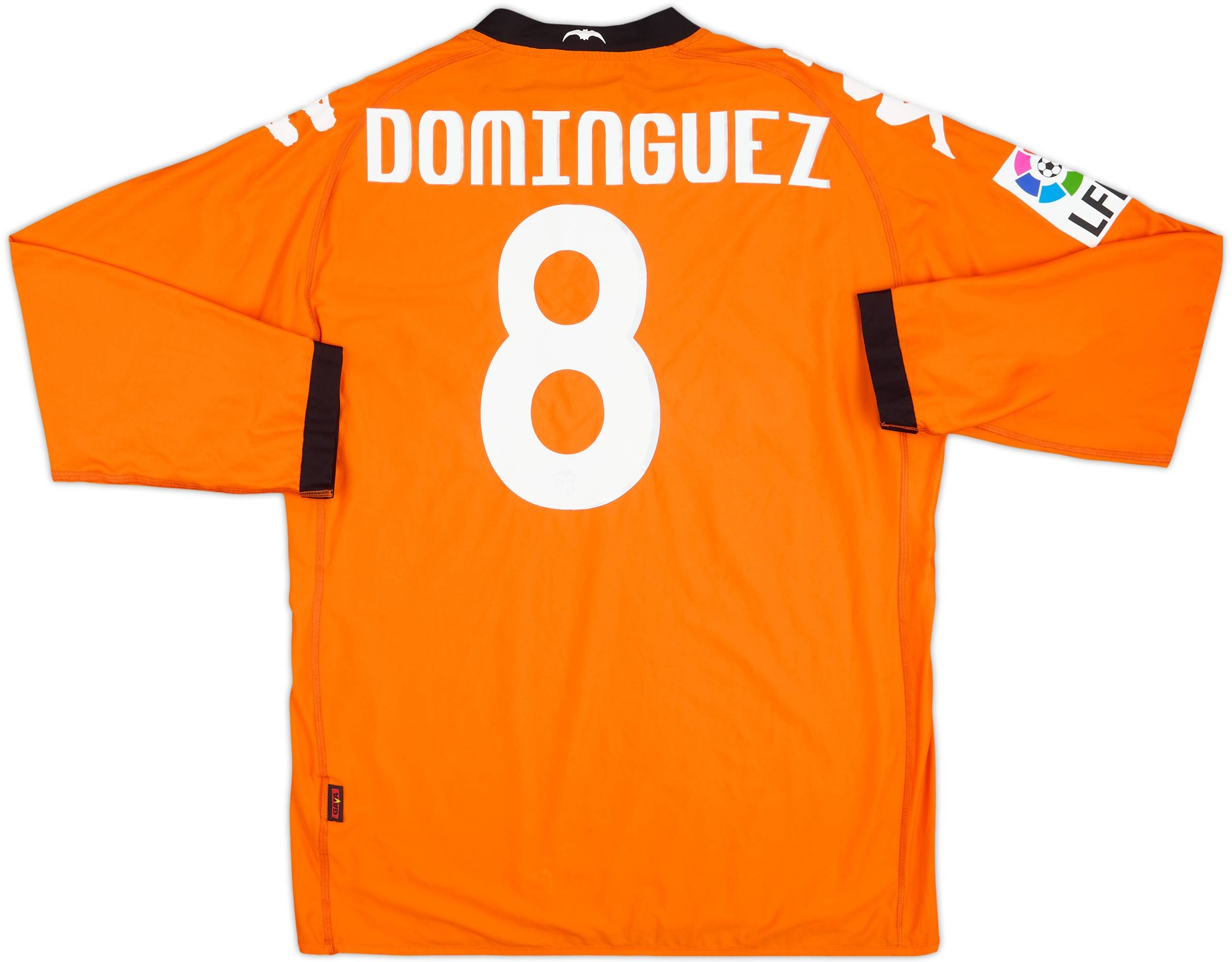 2010-11 Valencia Player Issue Away L/S Shirt Dominguez #8 - 8/10