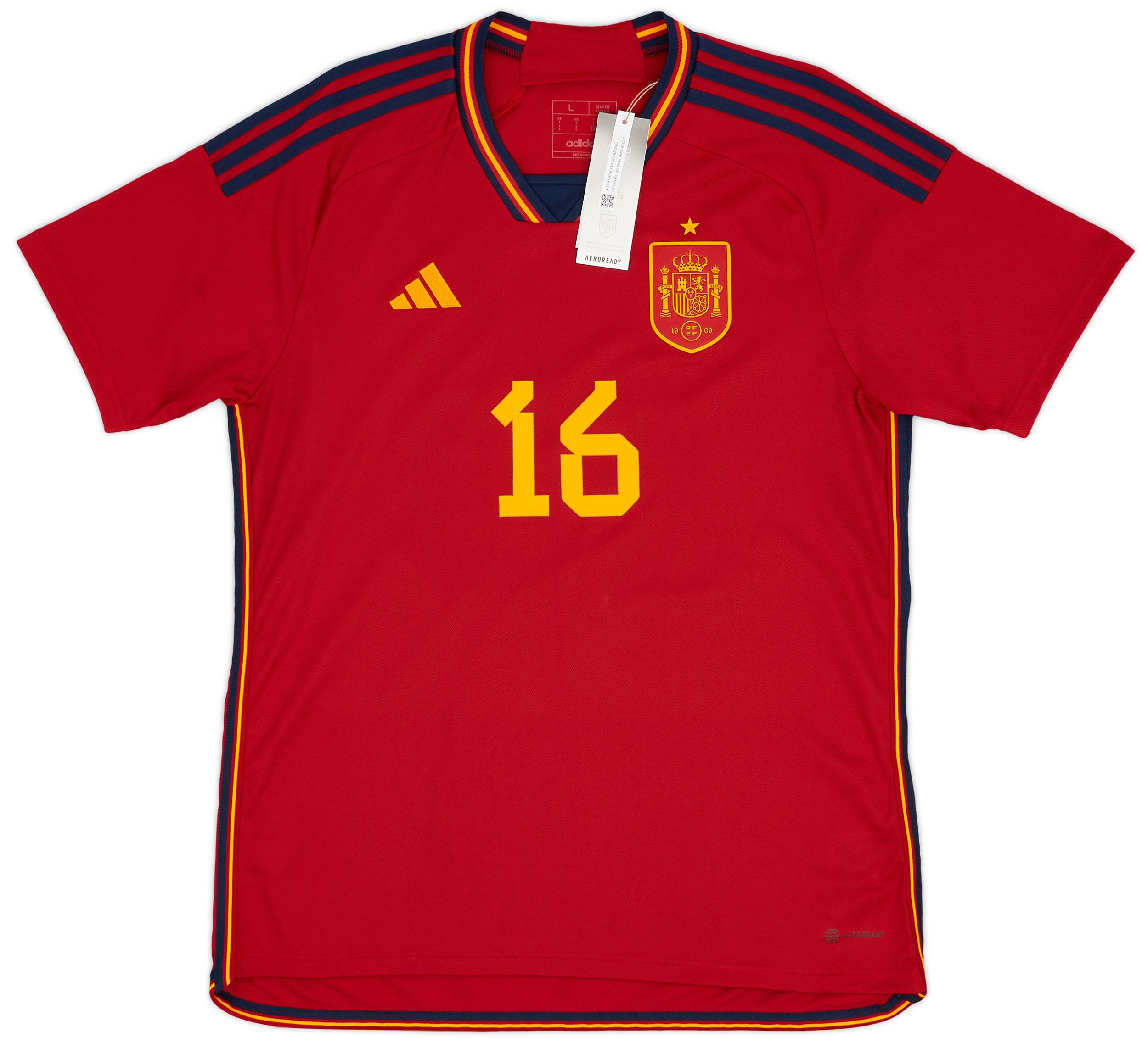 スペイン代表 RODRIGO 16番 シャツ 2022-23 Spain Authentic Home Shirt Rodrigo #16
