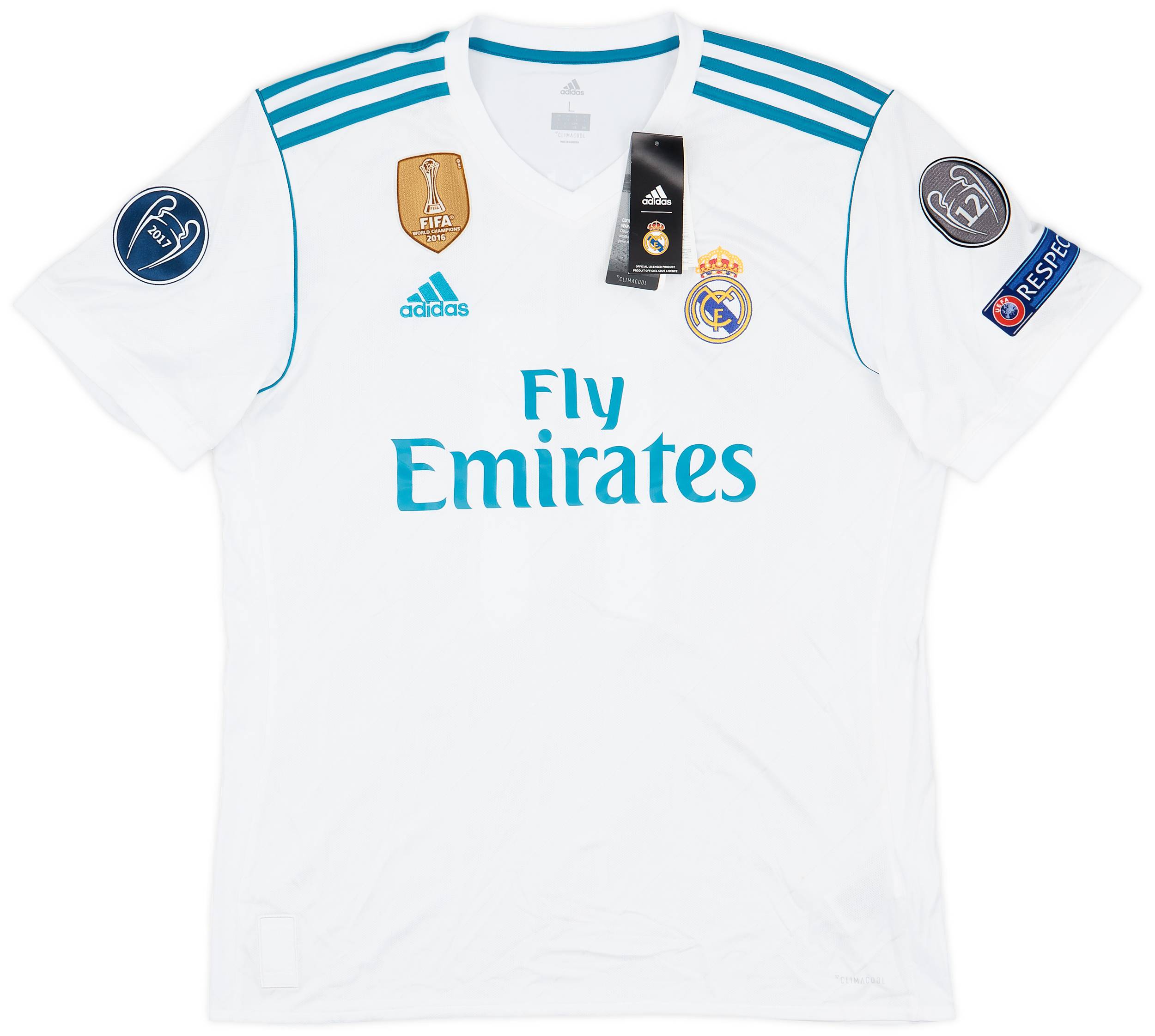 【正規17-18 Real Madrid home L/S BALE #11】 2017-18 Real Madrid Home Shirt Bale #11 (M)