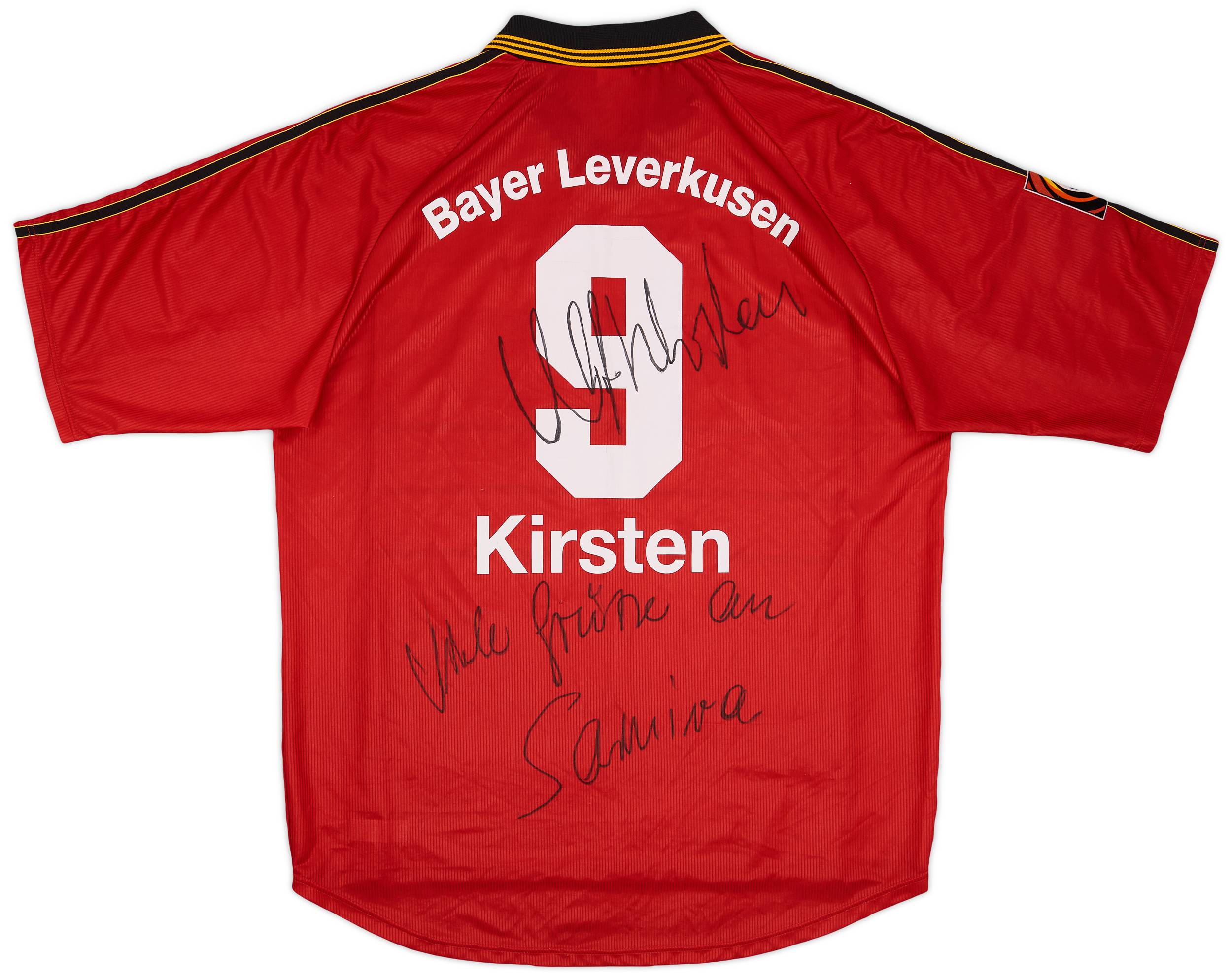 1998-00 Bayer Leverkusen Player Issue Signed Home Shirt Kirsten #9