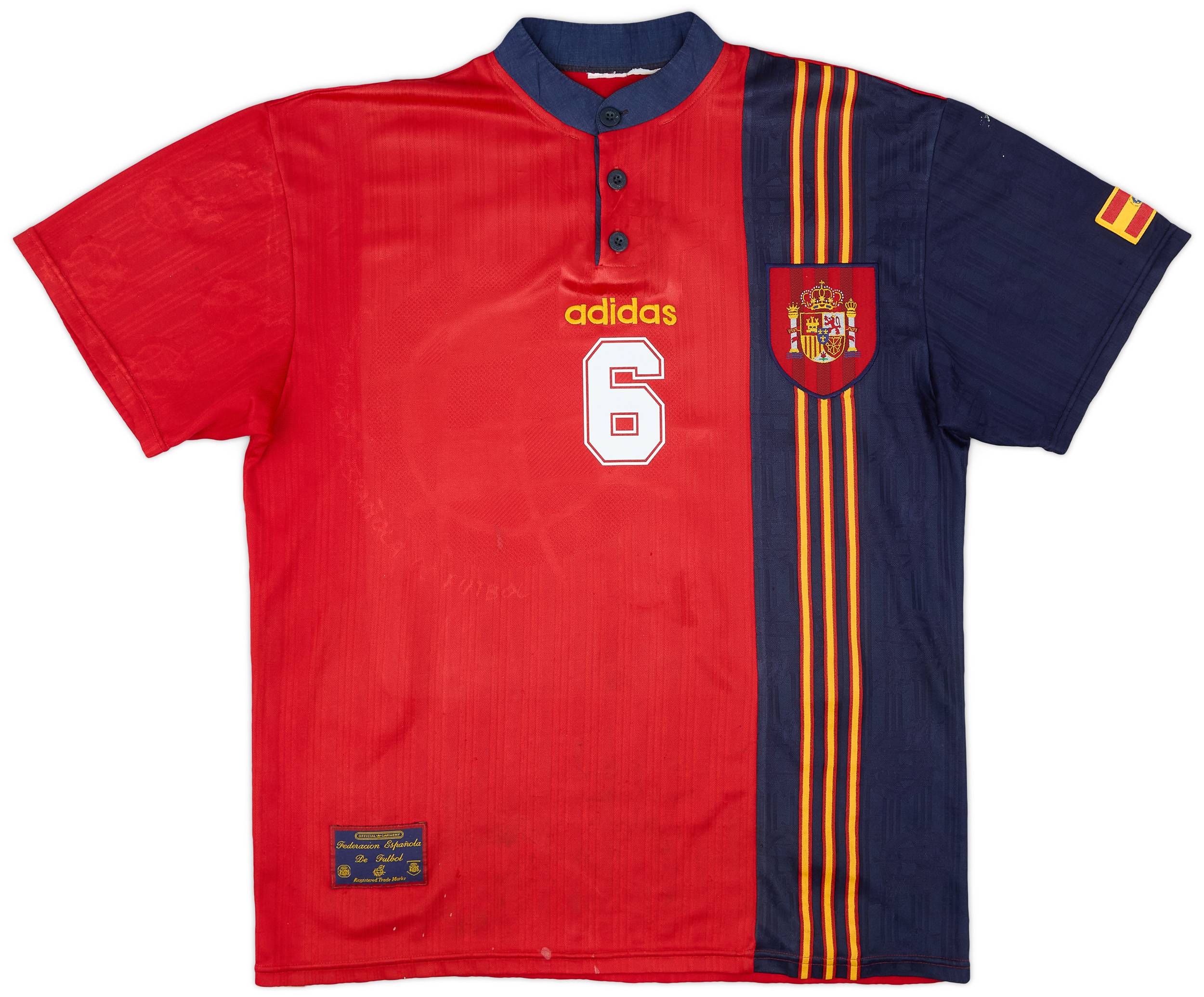 初売りセール 1996-98 Spain Home Shirt R.Hierro #6 - 6/10 - (L) ウェア