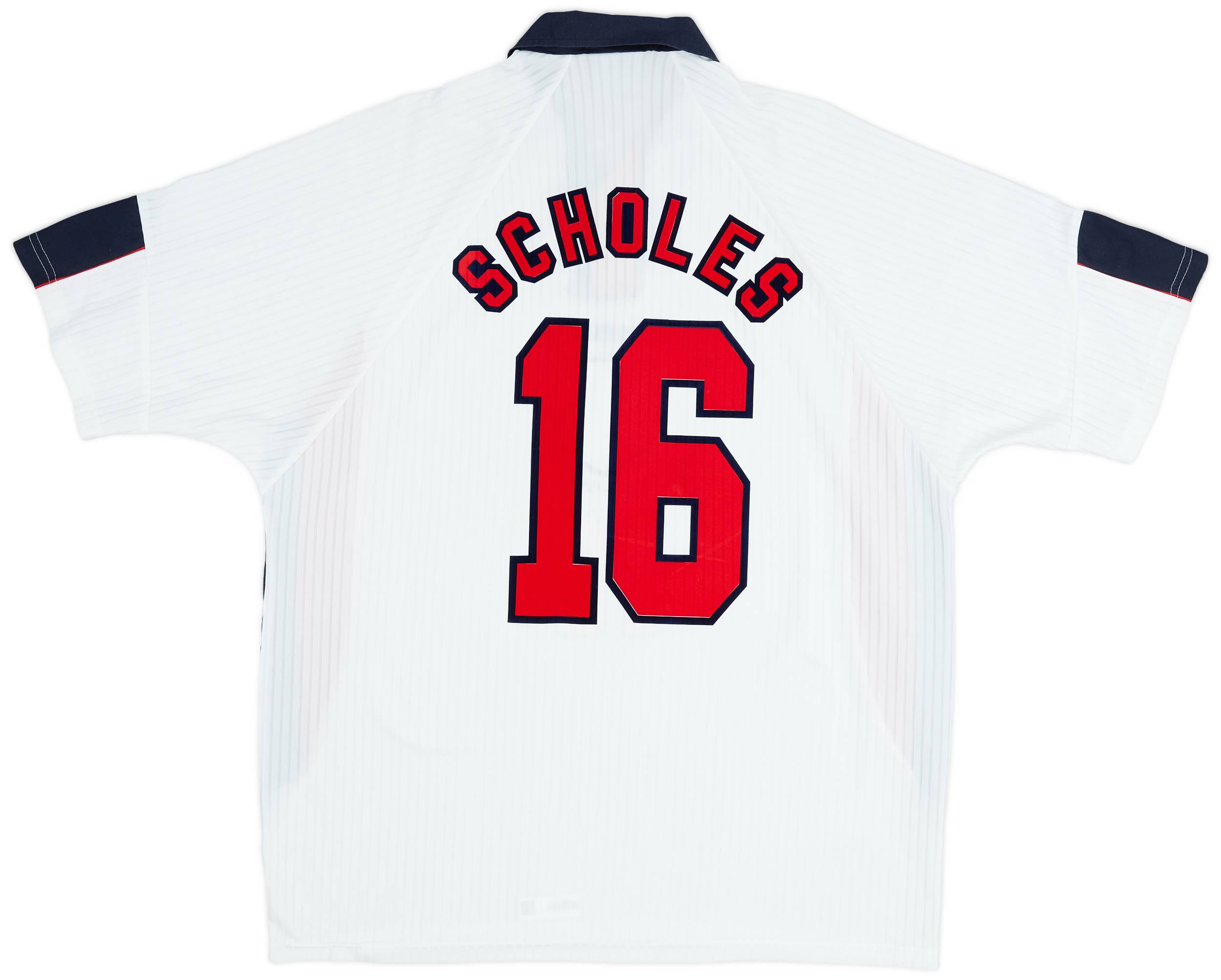1997-99 England Home Shirt Scholes #16 - 9/10 - (XXL)