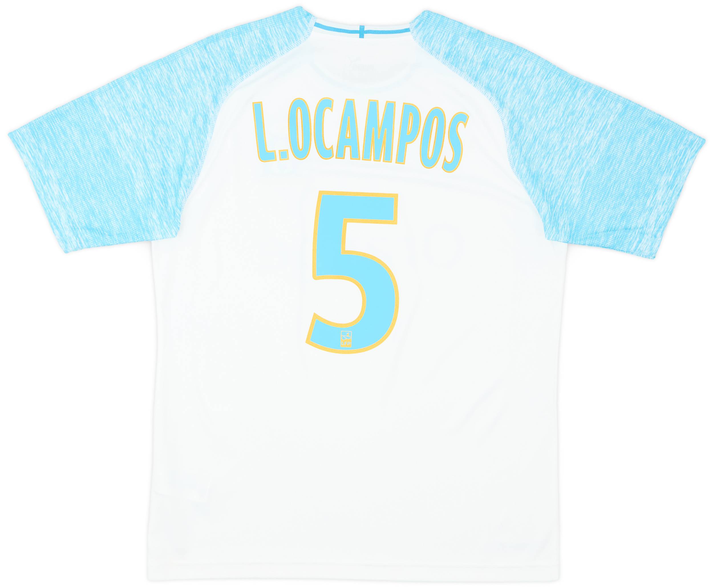 2018-19 Olympique Marseille Home Shirt L.Ocampos #5 - 9/10 - (M)