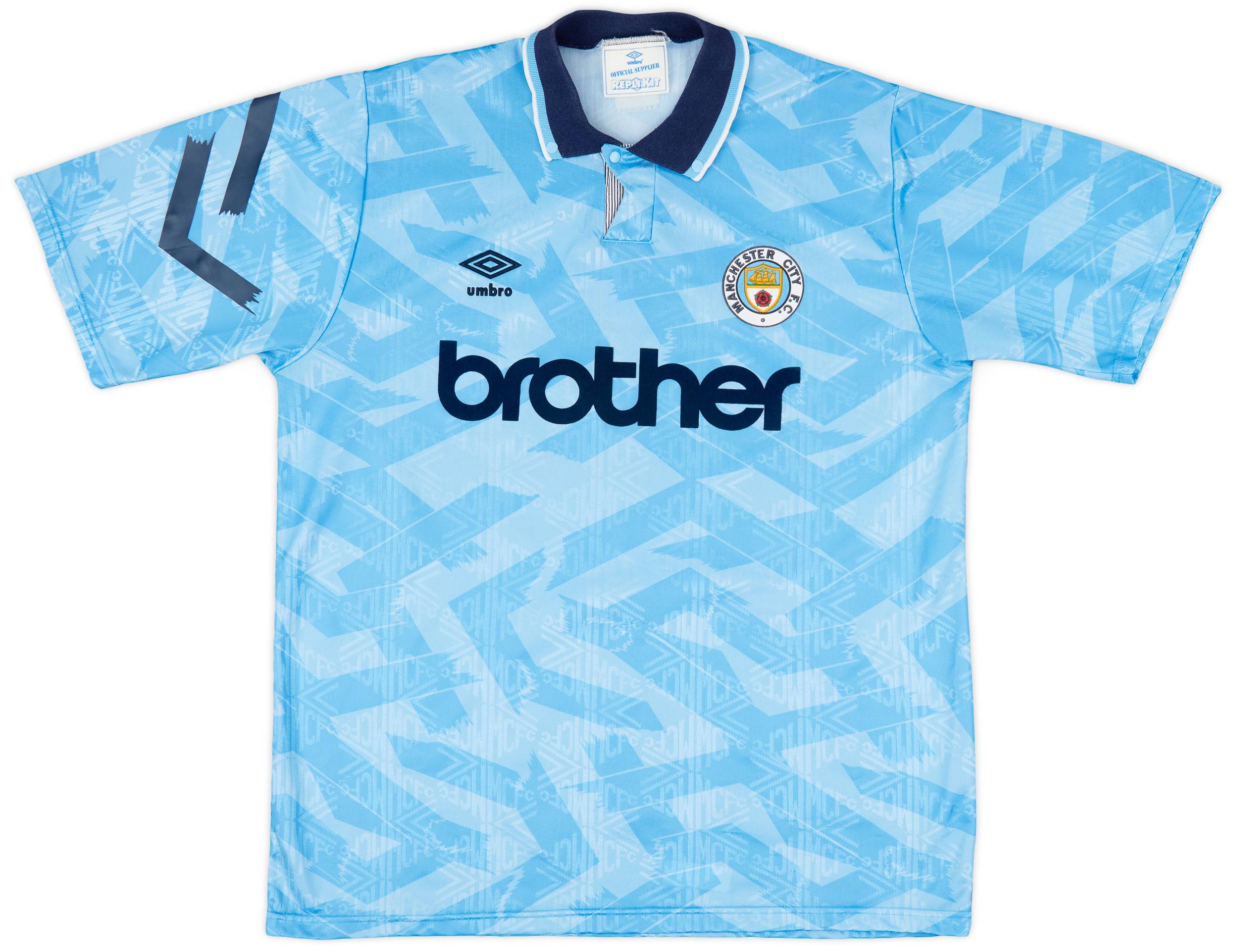 1991-93 Manchester City Home Shirt - 8/10 - (XL)