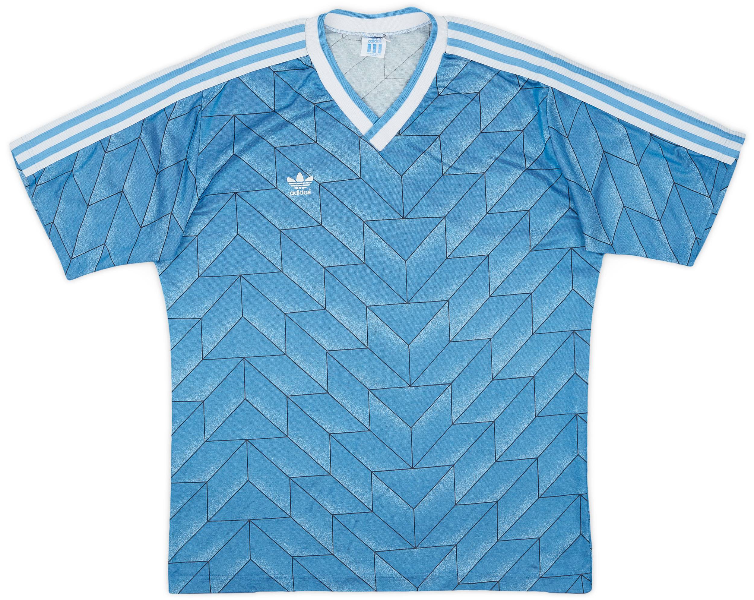 90s 00s adidas 青黒ストライプ メッシュ サッカーシャツ