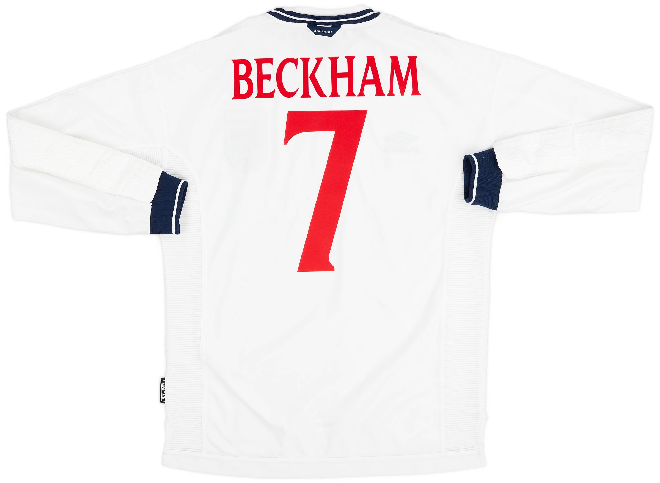 1999-01 England Home L/S Shirt Beckham #7 - 9/10 - (M)