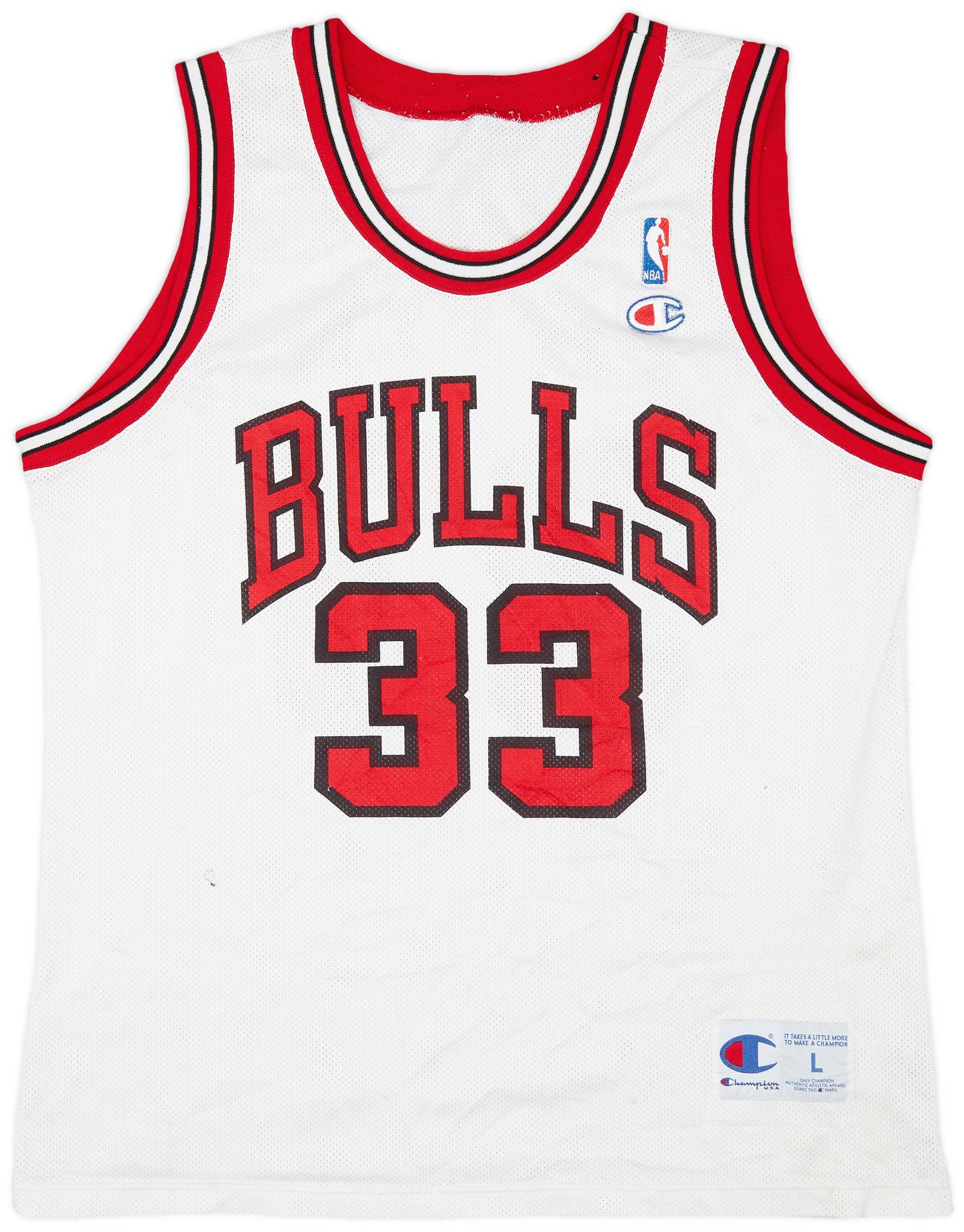 1991 98 Chicago Bulls Pippen 33 Champion Jersey Home L