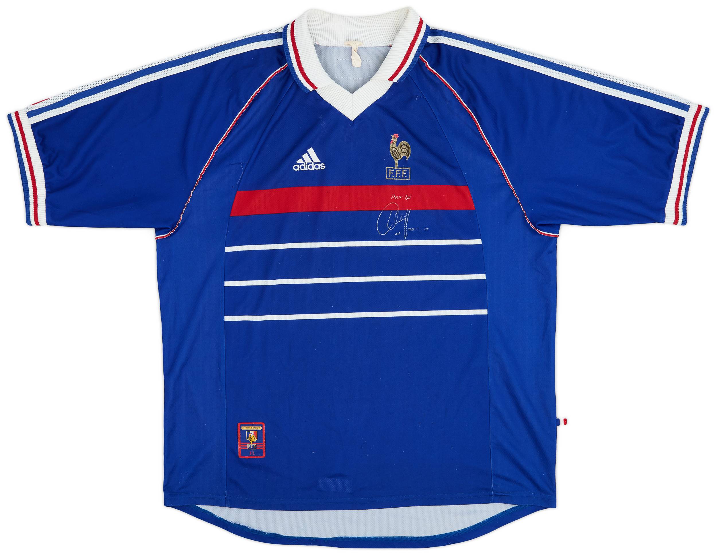 1998-00 France 'Pour Toi Youri Djorkaeff' Home Shirt - 6/10 - (XL)