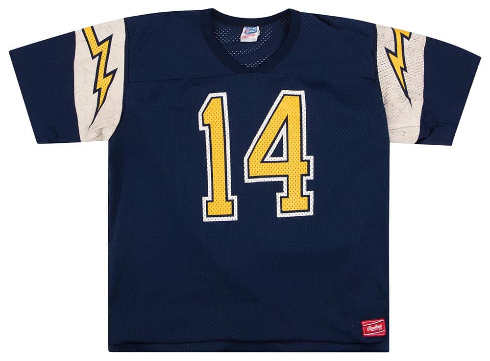 1985 San Diego Chargers Fouts 14 Rawlings Jersey Home XL