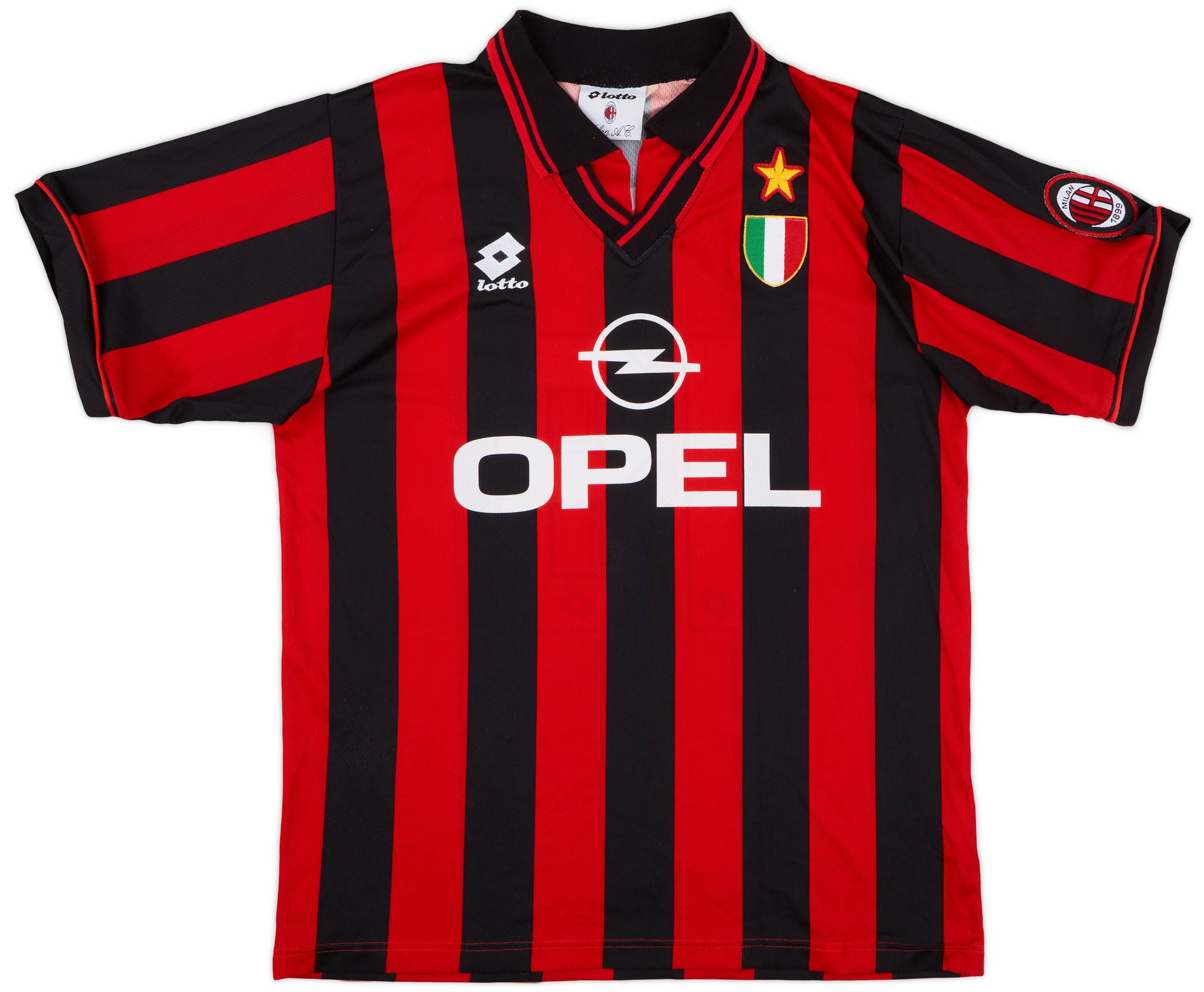 1995-96 AC Milan Home L/S Shirt Baggio #18 - 9/10 - (M)