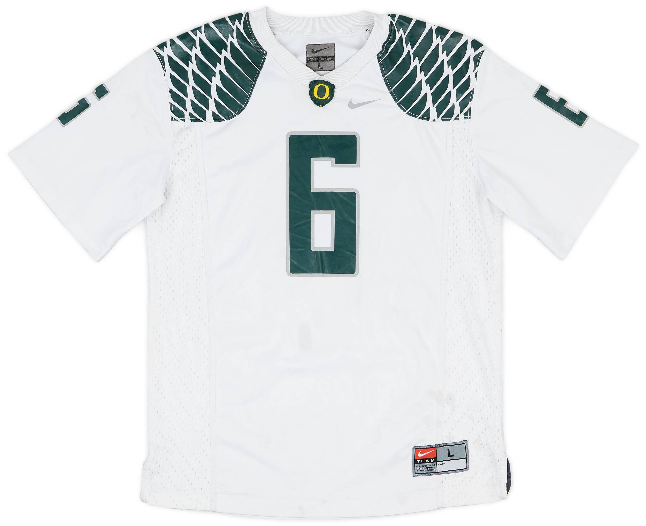 2012-13 Oregon Ducks Thomas #6 Nike Away Jersey - 6/10 - (L.Boys)