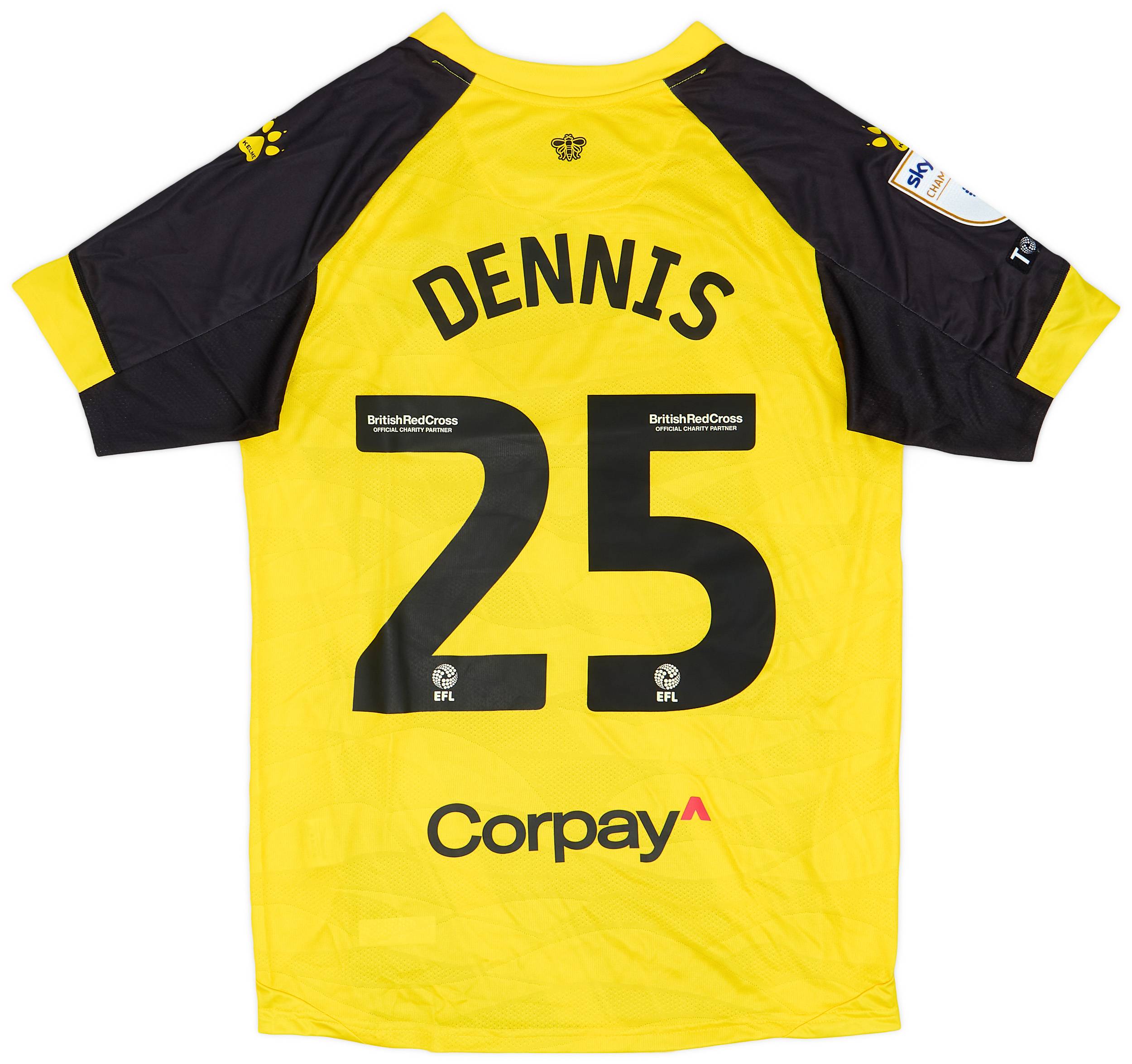 2023-24 Watford Match Issue Home Shirt Dennis #25