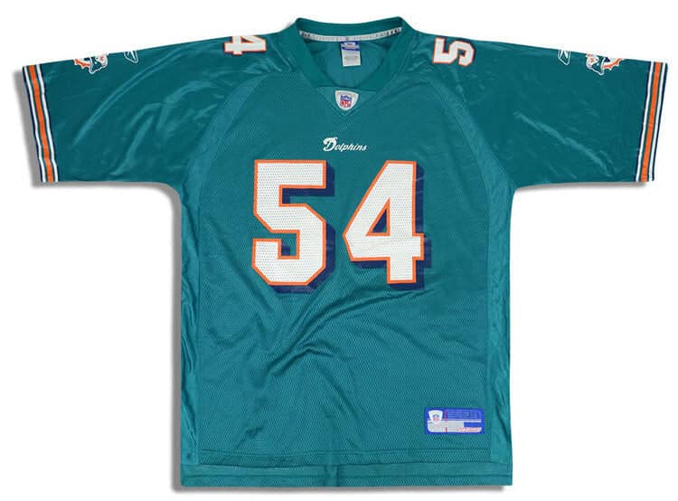 2002-04 Miami Dolphins Thomas #54 Reebok On Field Jersey (Home) L