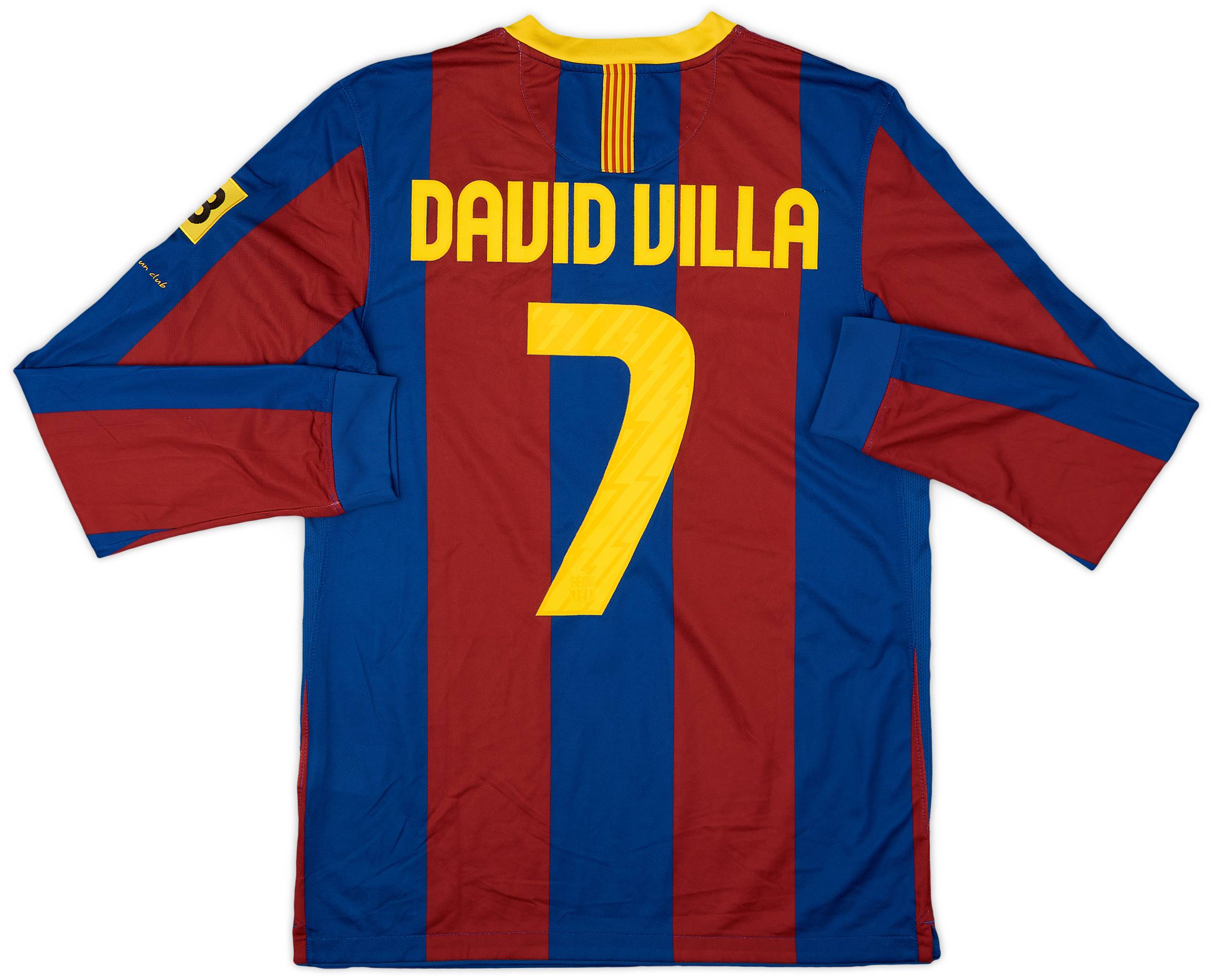 2010-11 Barcelona Home L/S Shirt David Villa #7 - 7/10 - (M)