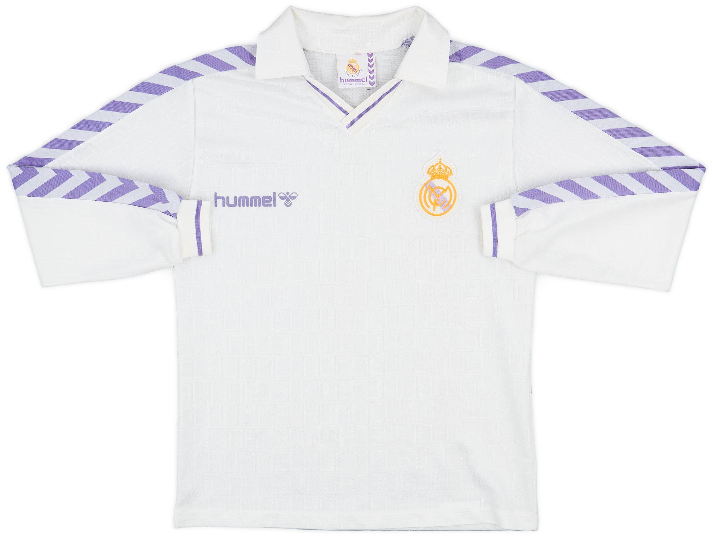 1986-88 Real Madrid Home L/S Shirt - 8/10 - (M)