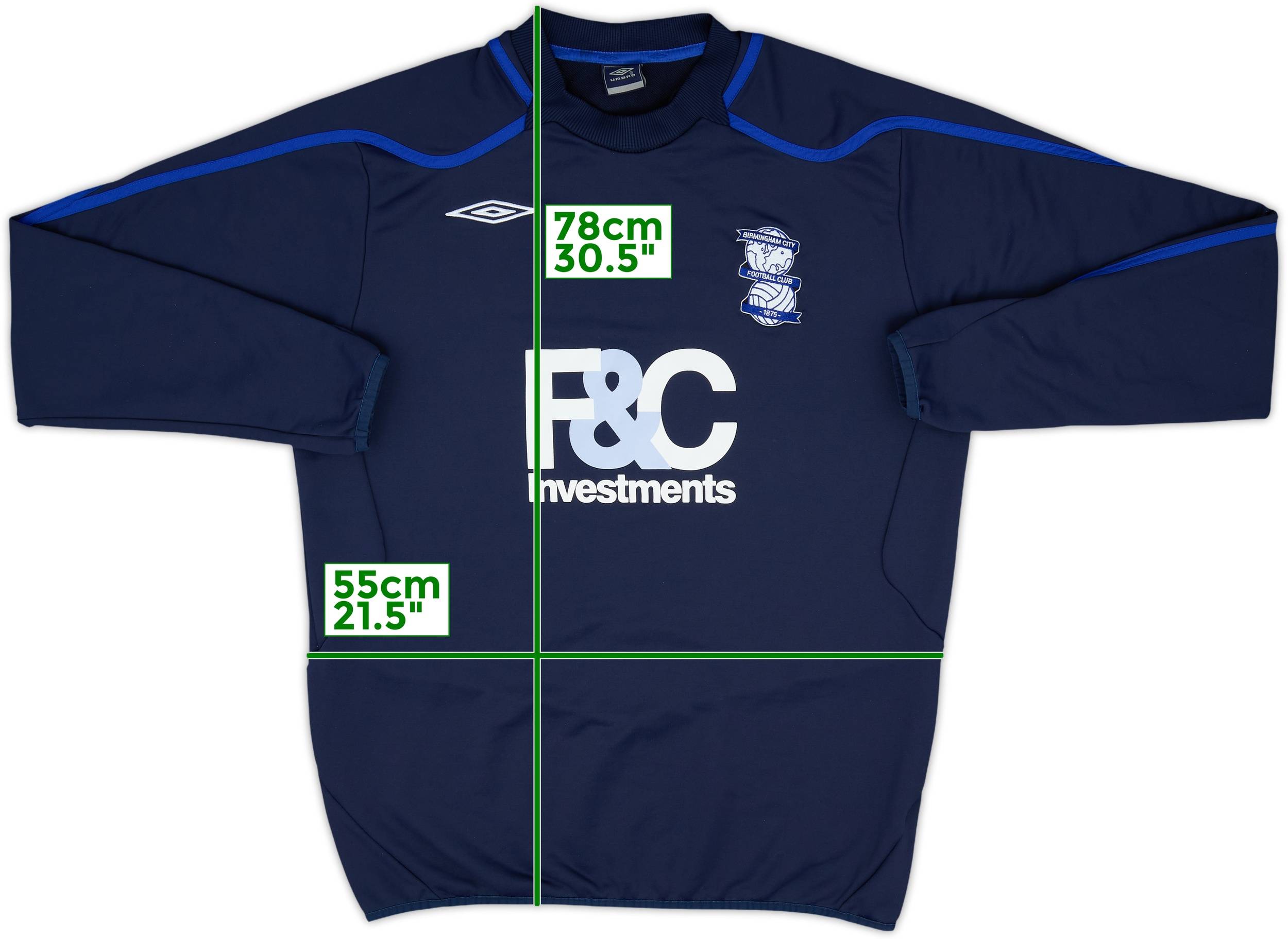 2008-2009年 アンブロ バーミンガム UMBRO Birmingham 2008-09 Birmingham Umbro Sweat Top - 8/10 - (XL)
