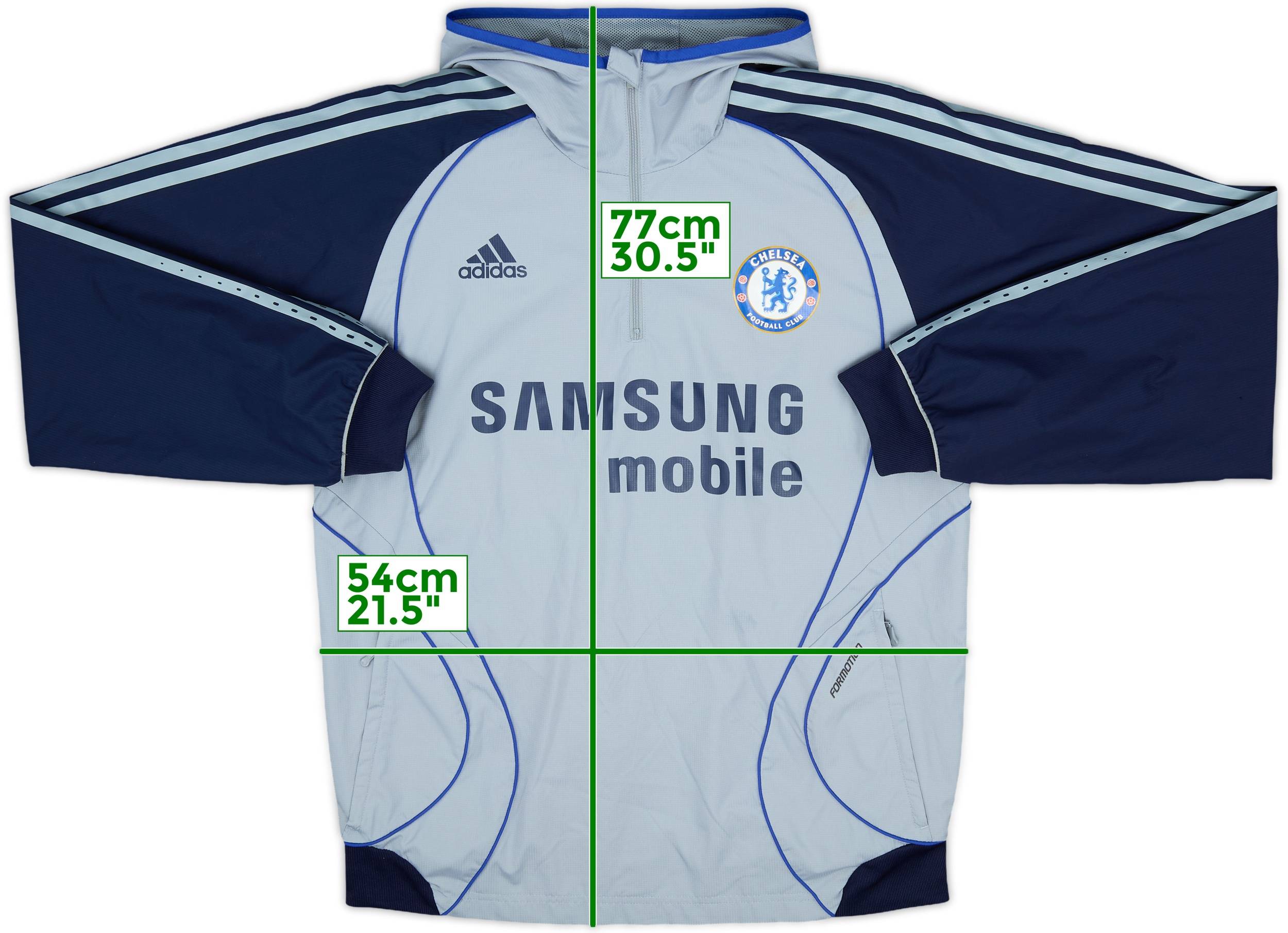 2006-07 Chelsea adidas 1/4 Zip Hooded Training Top - 8/10 - (M)