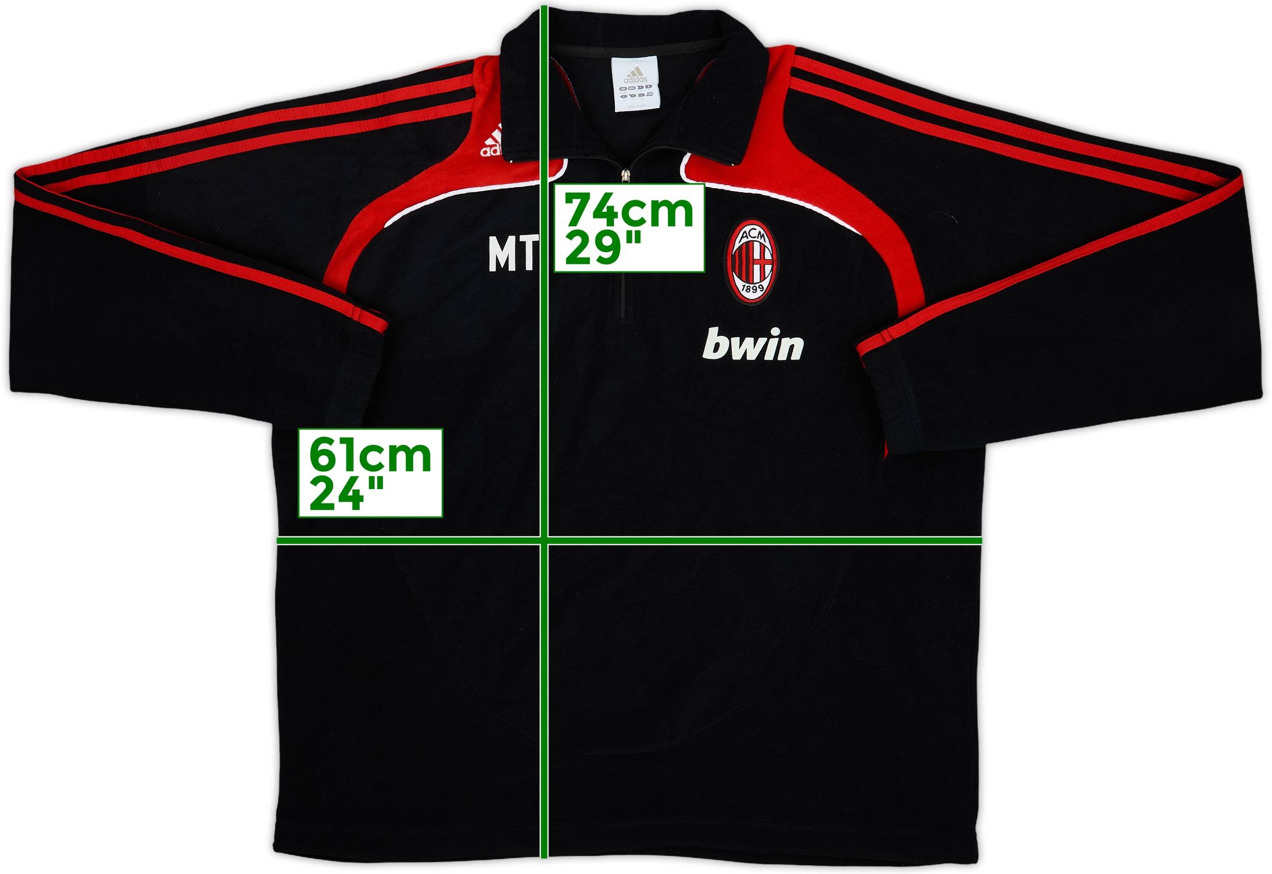 2008-09 AC Milan adidas Staff Issue 1/4 Zip Fleece Top MT