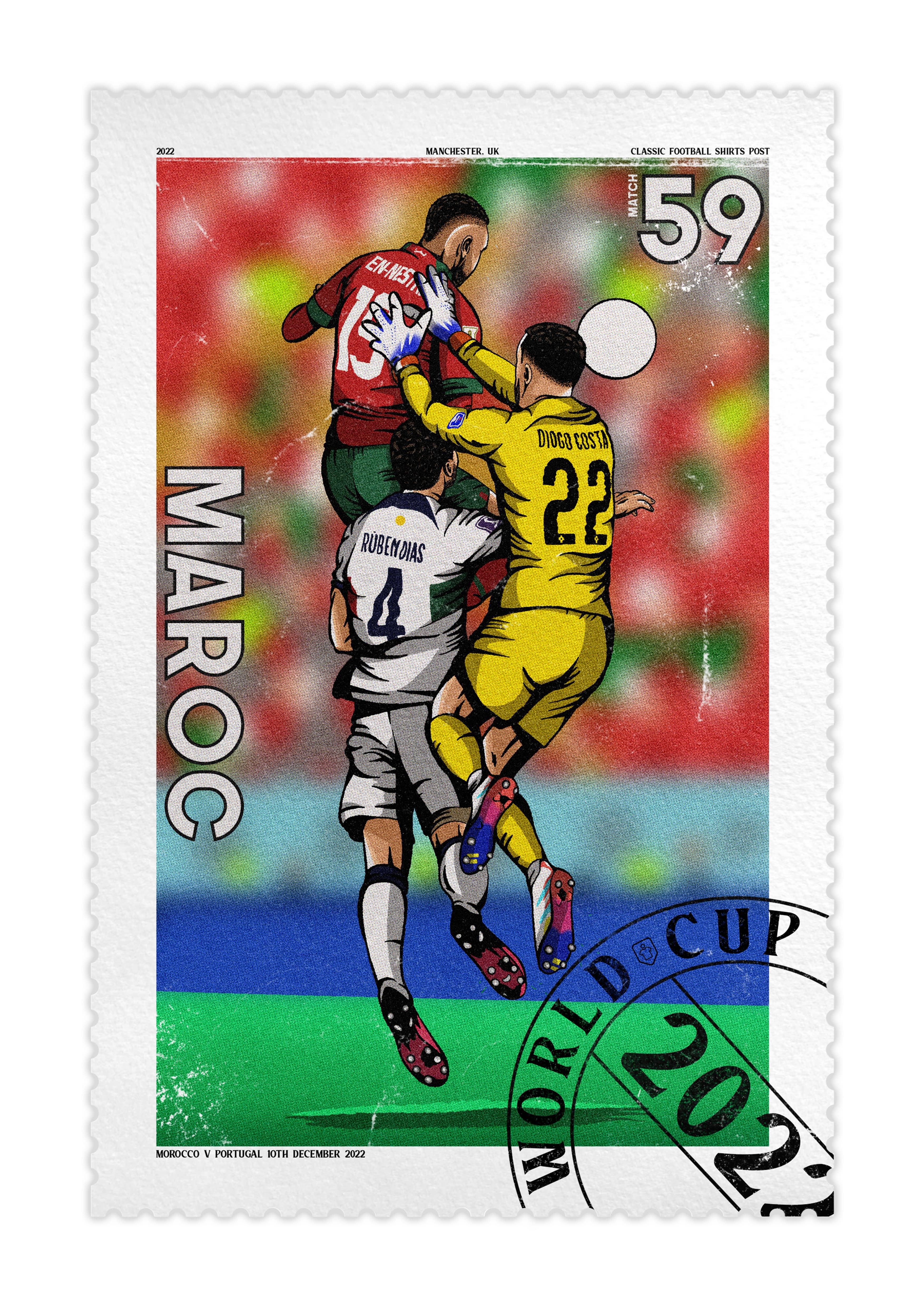 Youssef En-Nesyri Goal 2022 World Cup Stamp A3 Print/Poster