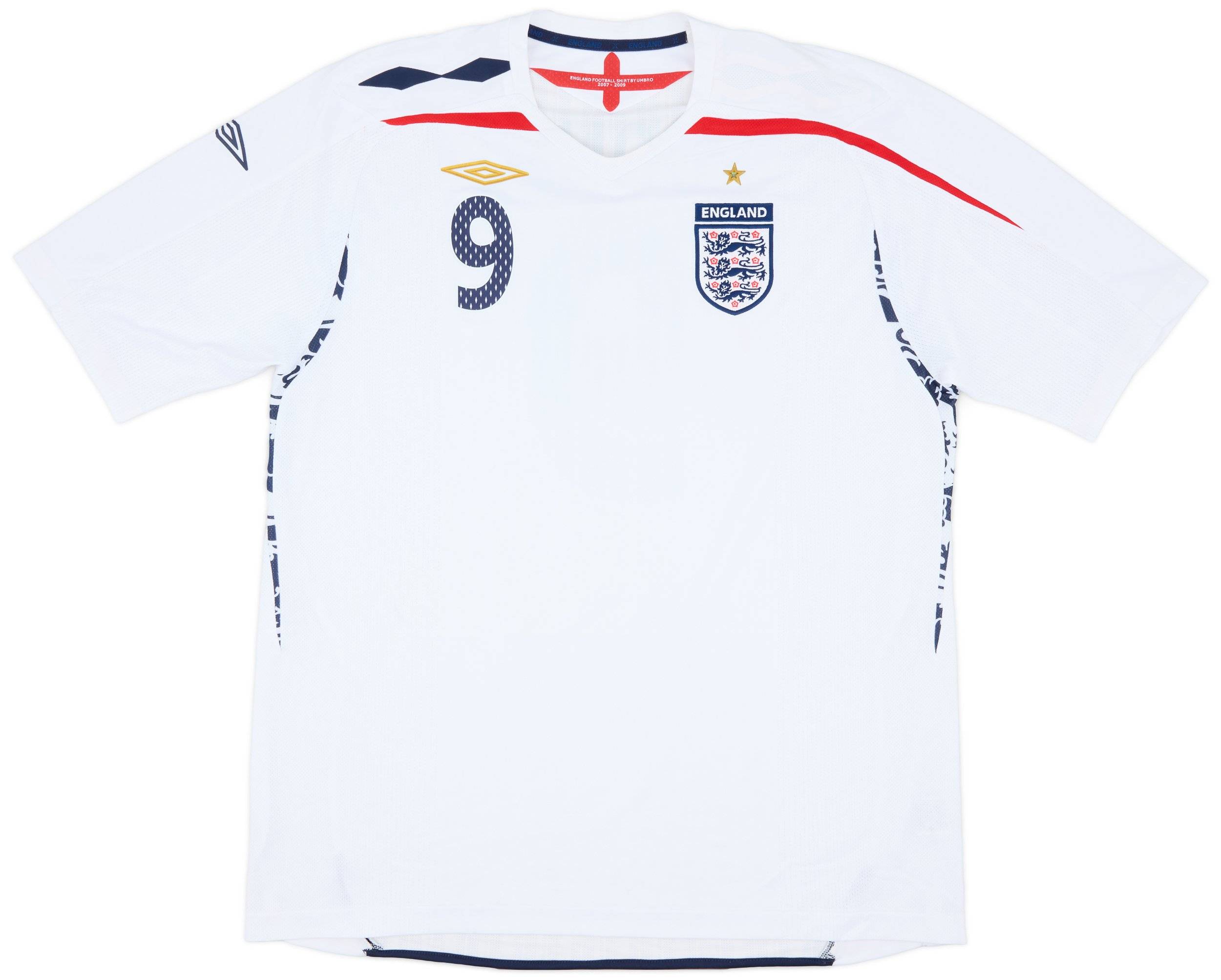Umbro England Rooney 9 シャツ 2007-09 England Home Shirt Rooney #9